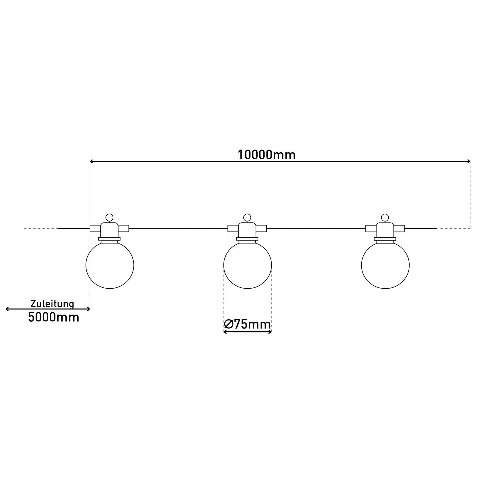 Łańcuch świetlny LED CADENA, 2500 K, czarny, 10-punktowy, 10 m