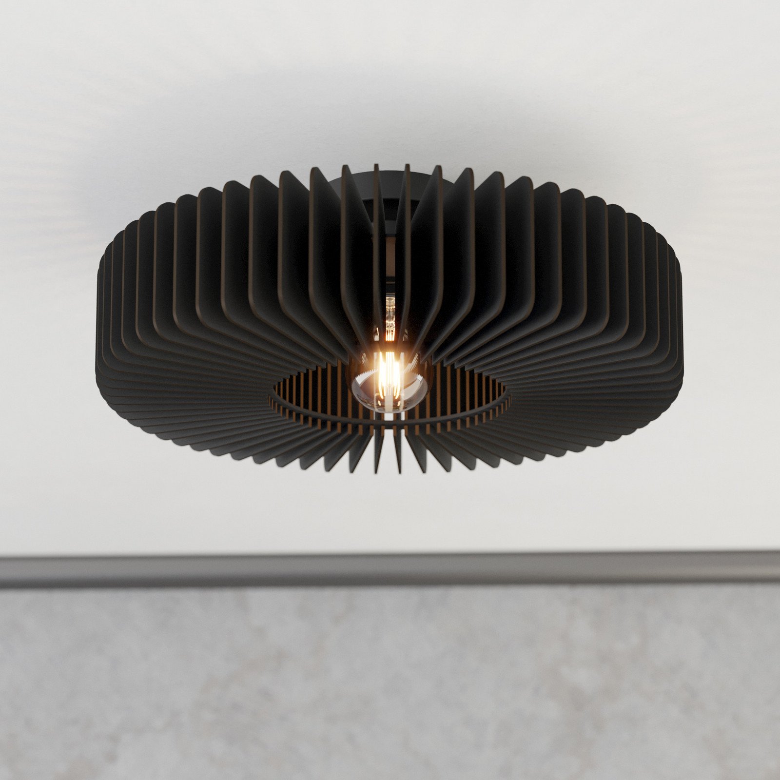 EGLO Plafonieră Palombaia negru Ø 50 cm oțel/lemn E27 - Metal