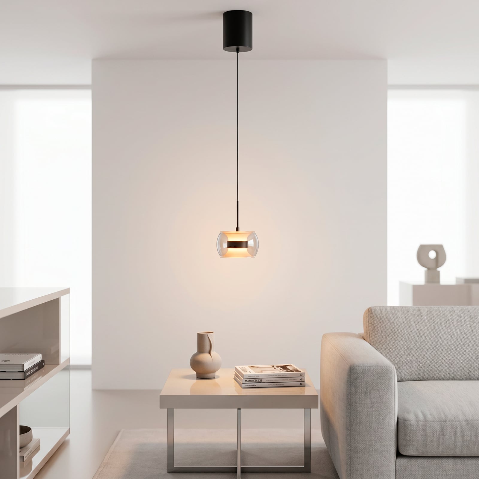 Żyrandol LED Fumea, Ø 16 cm, czarna/dymna, szkło CCT Żyrandol LED Fumea, Ø 16 cm, czarna/dymna, szkło CCT