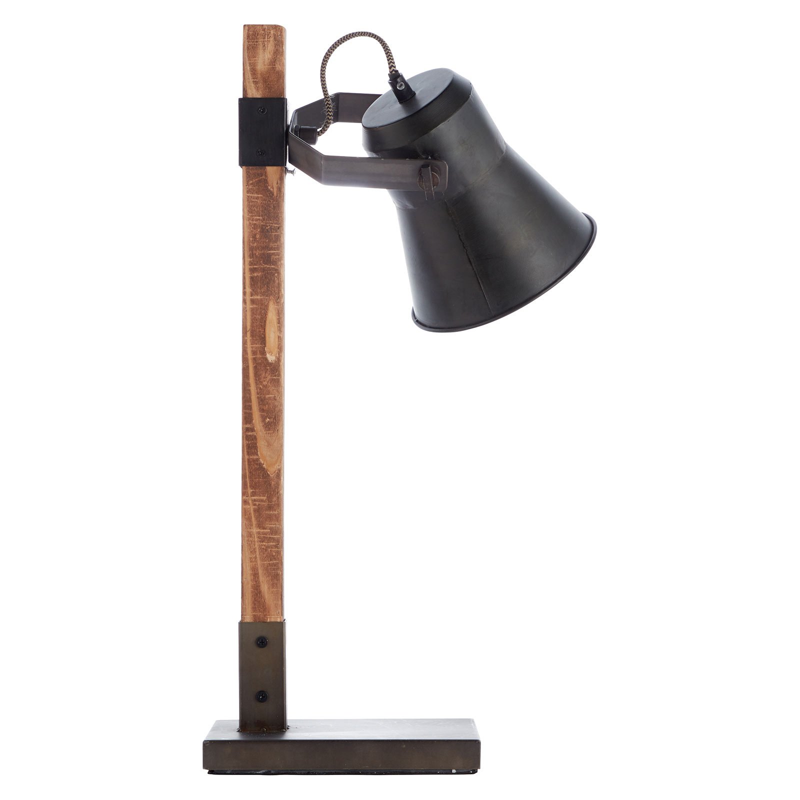 Plow lampă de masă, negru/lemn culoare închisă