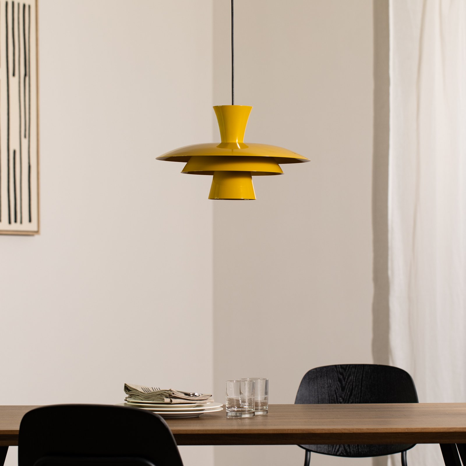 Suspension Plato, jaune moutarde, métal, Ø 38 cm, E27