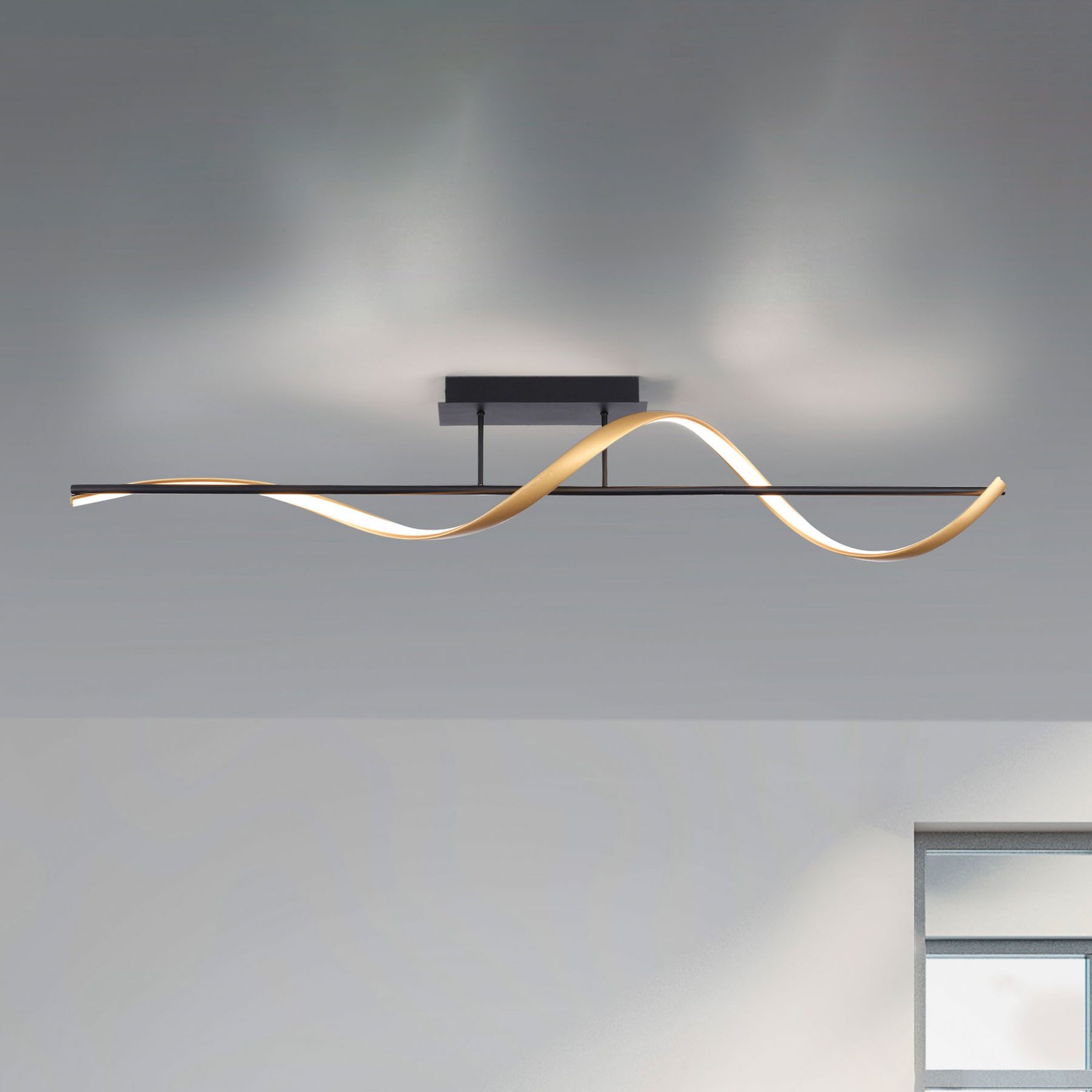 Paul Neuhaus Q-Swing ceiling lamp anthracite/brass