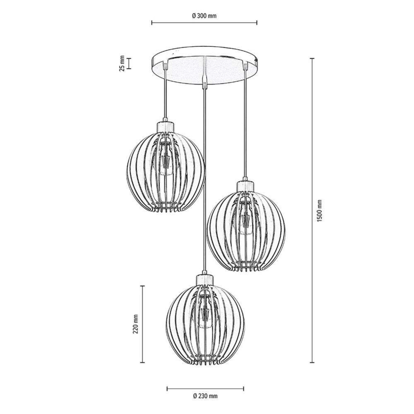 Clay Cluster Candeeiro Suspenso Black/Wood - Envostar