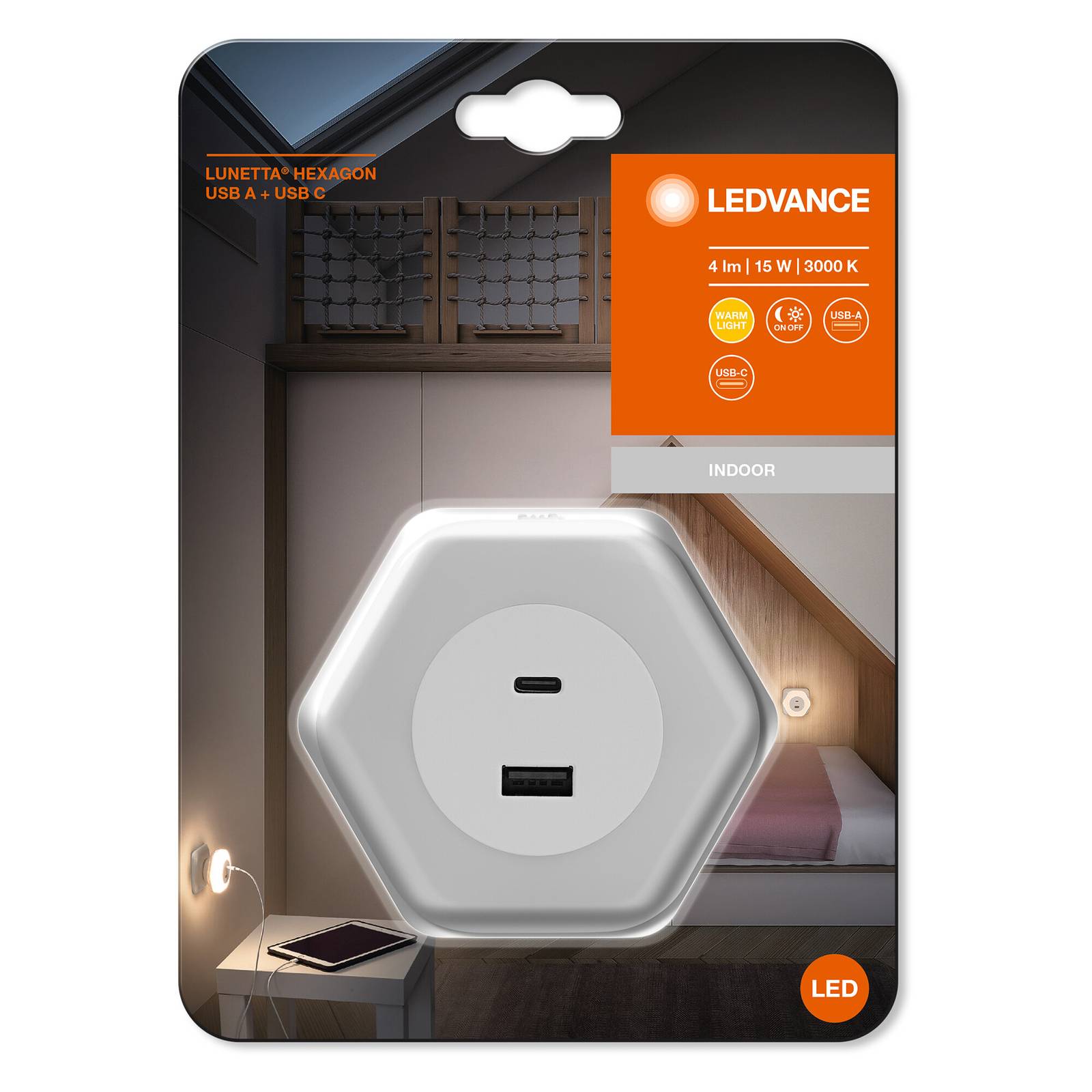 LEDVANCE Lunetta Hexagon lampka nocna biała