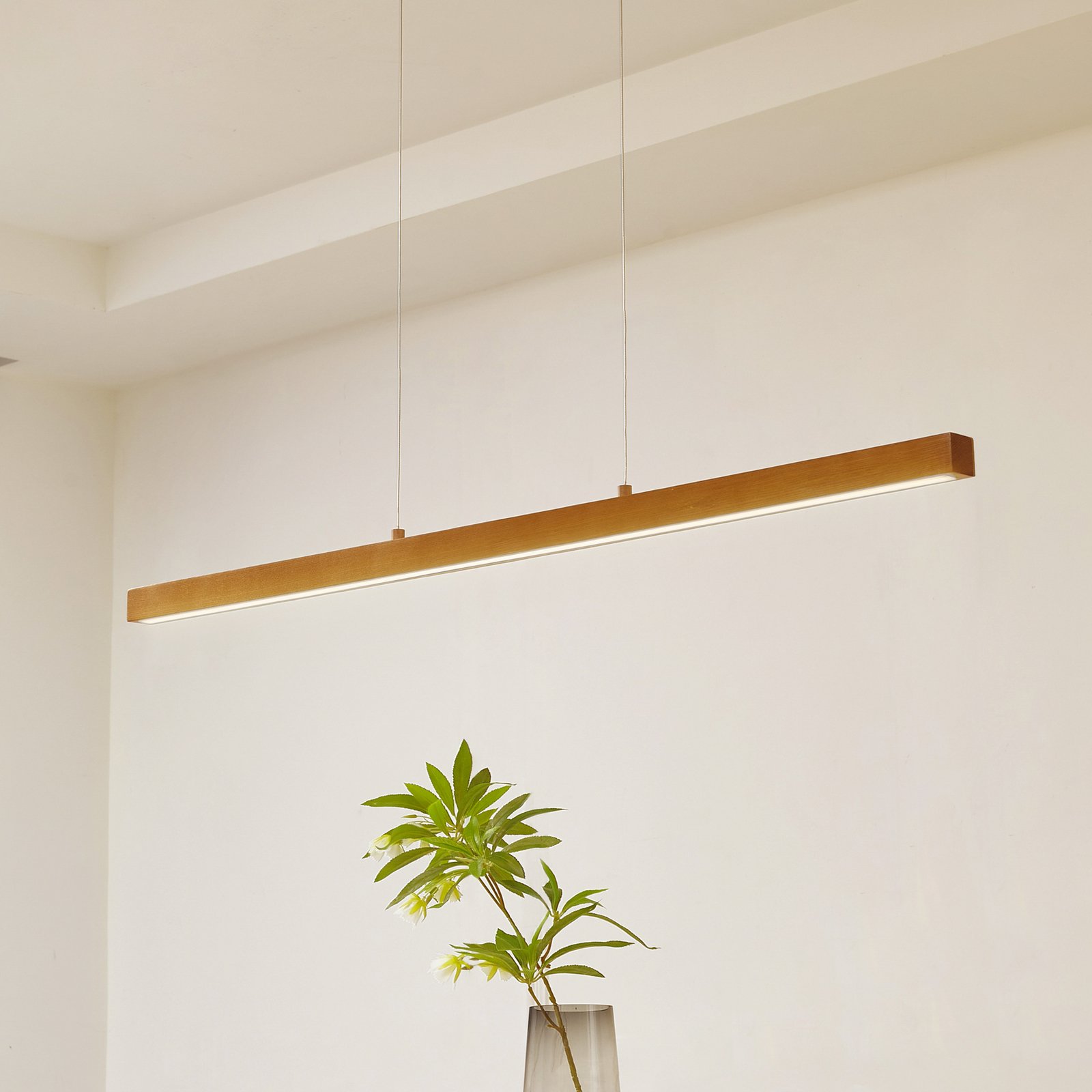 Lucande LED-Hängeleuchte Nihalo, Holz, 12 cm, dimmbar, CCT