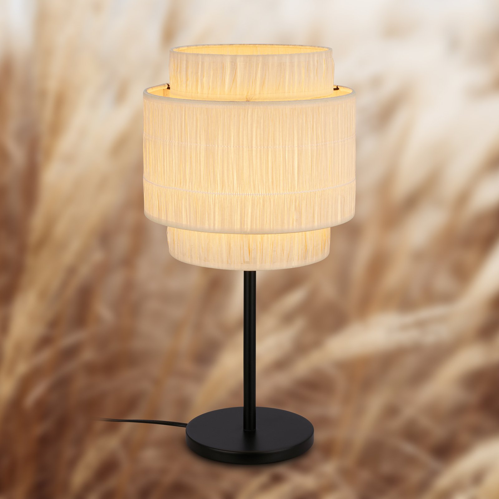 Papper table lamp, natural colour, raffia, height 50 cm