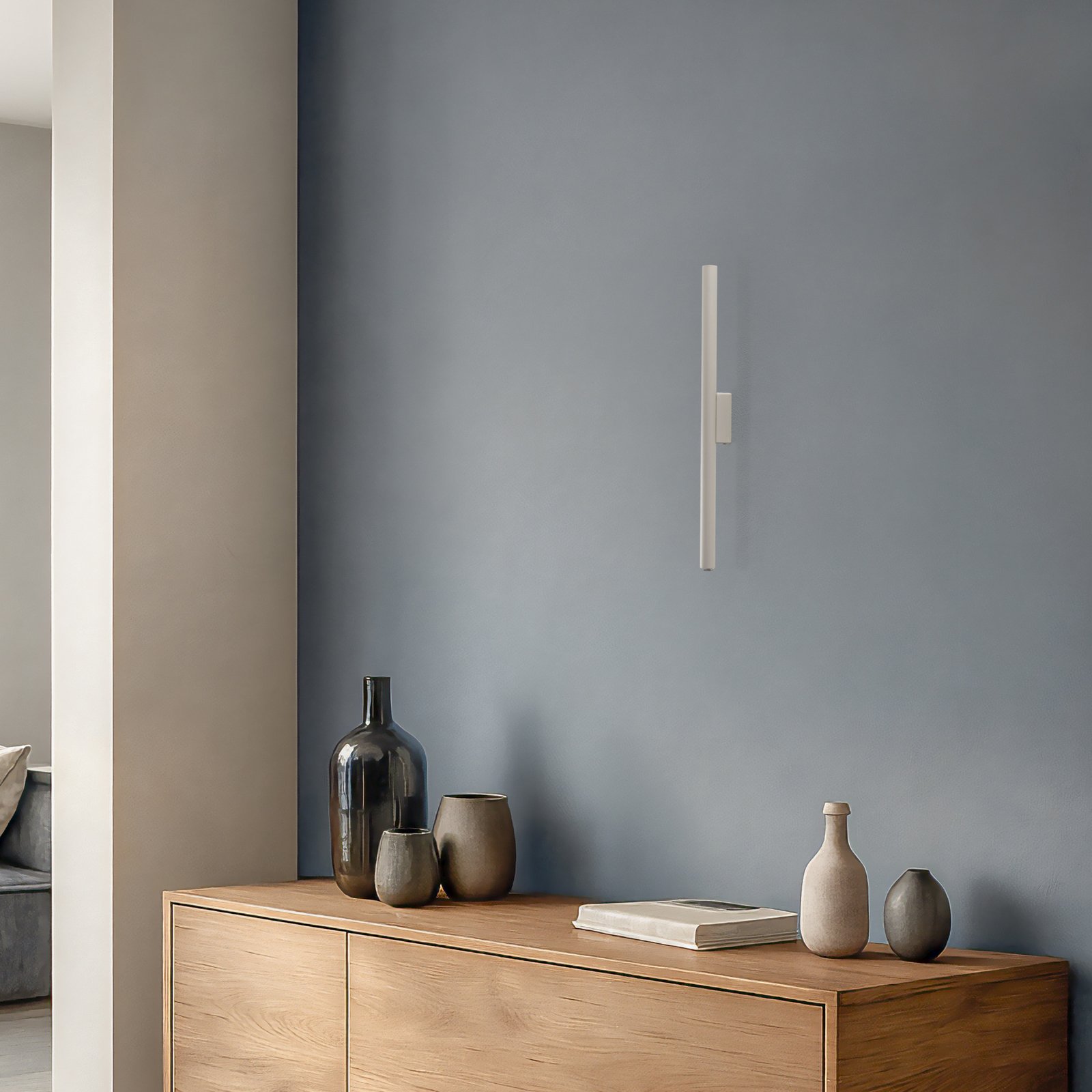 Wall light Pastelo, beige, height 20 cm, steel, 2-bulb.