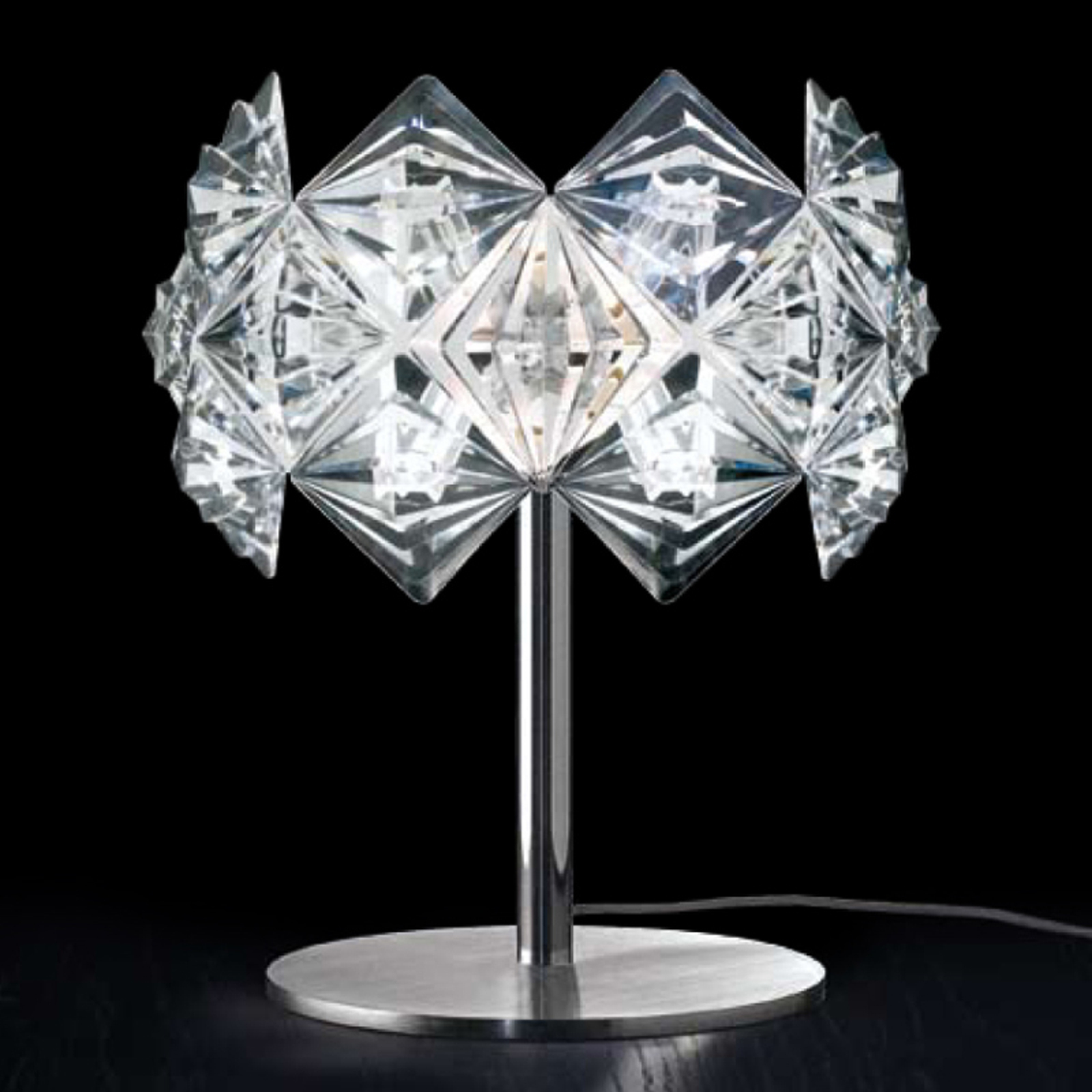 PATRIZIA VOLPATO Prisma table lamp with a sparkling lampshade, for Living / Dining Room, plastic, metal, E14, 60 W, energy efficiency: A++, H: 30 cm