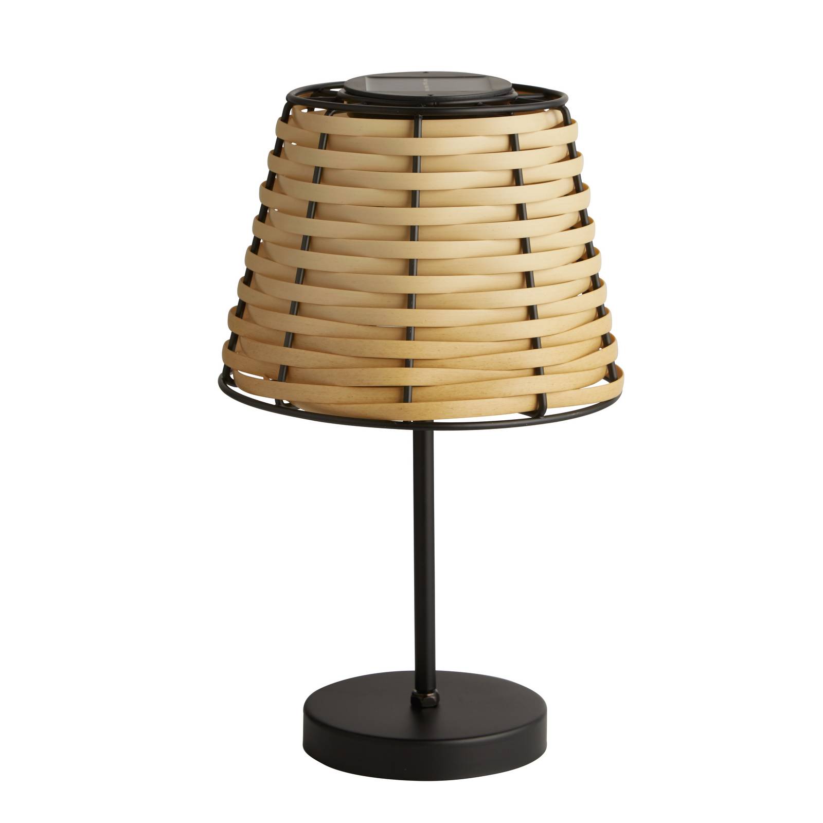 Solar-LED-Tischleuchte Dalisay, braun, Rattan, 31 cm, IP44