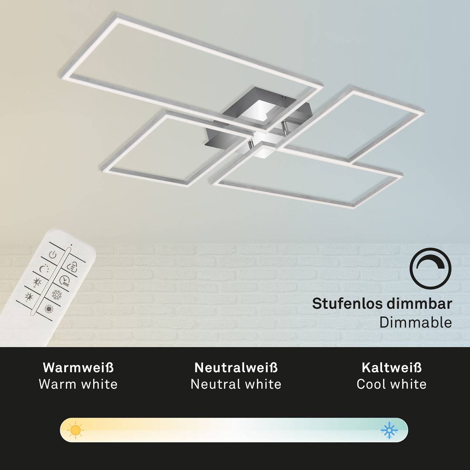 Lampa sufitowa LED Frame CCT, chromowa, 110x54cm