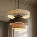 Lucande LED-hengelampe Peldano, Ø50 cm brun/beige, trinnvis dimbar