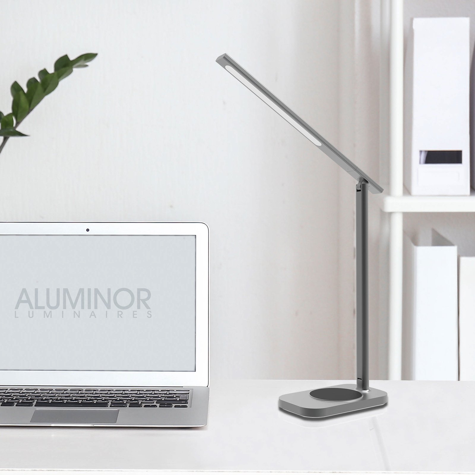Aluminor Luna lámpara de mesa LED con USB
