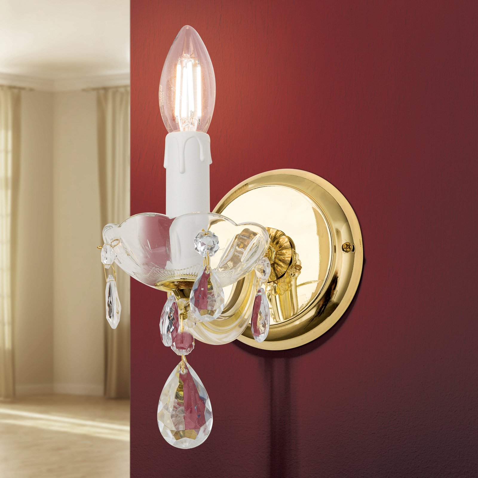 Aplique de pared Marie Claire, cristal, 1 luz