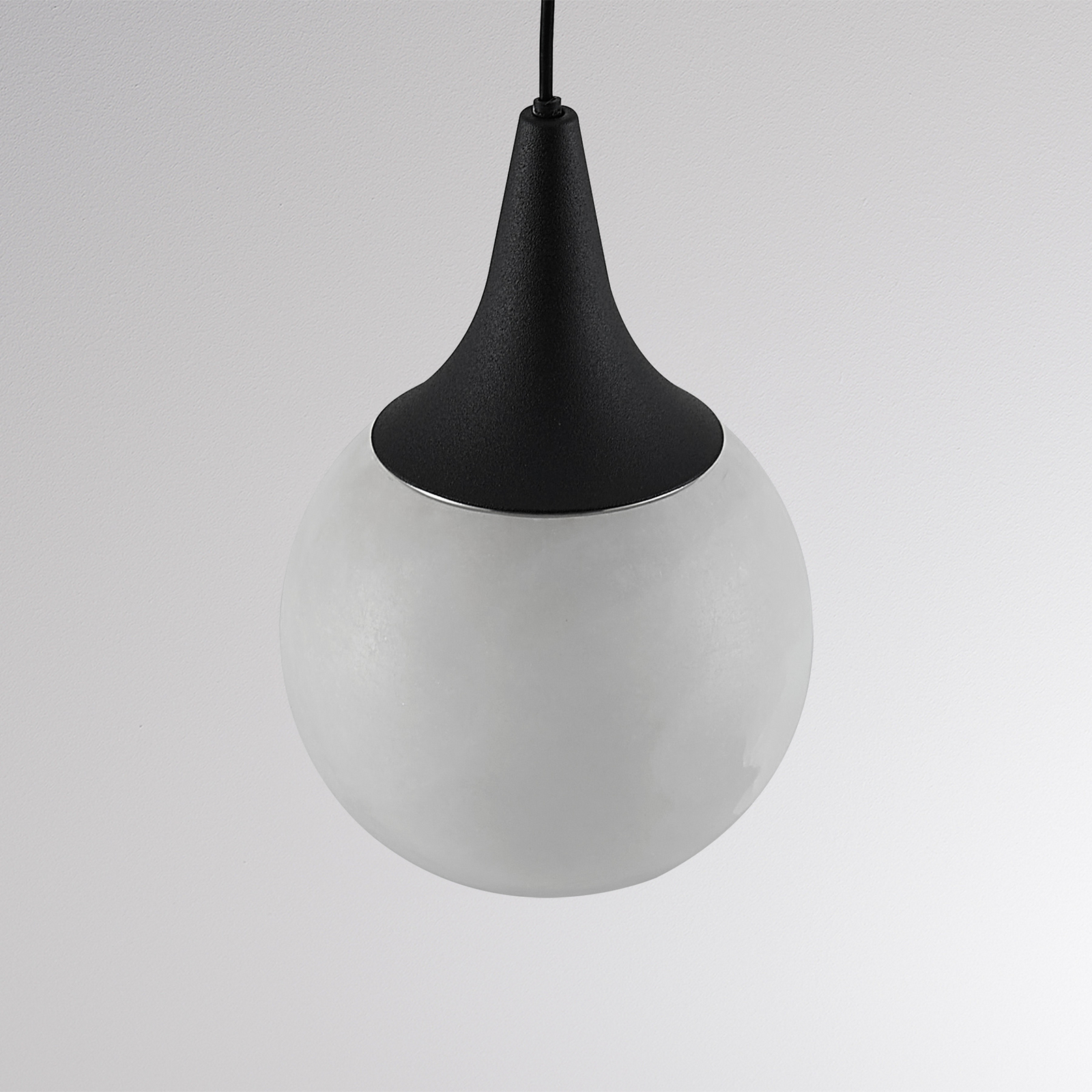 Lampă suspendată LED ARE, negru, alabastru, Ø 8 cm, CCT, DALI