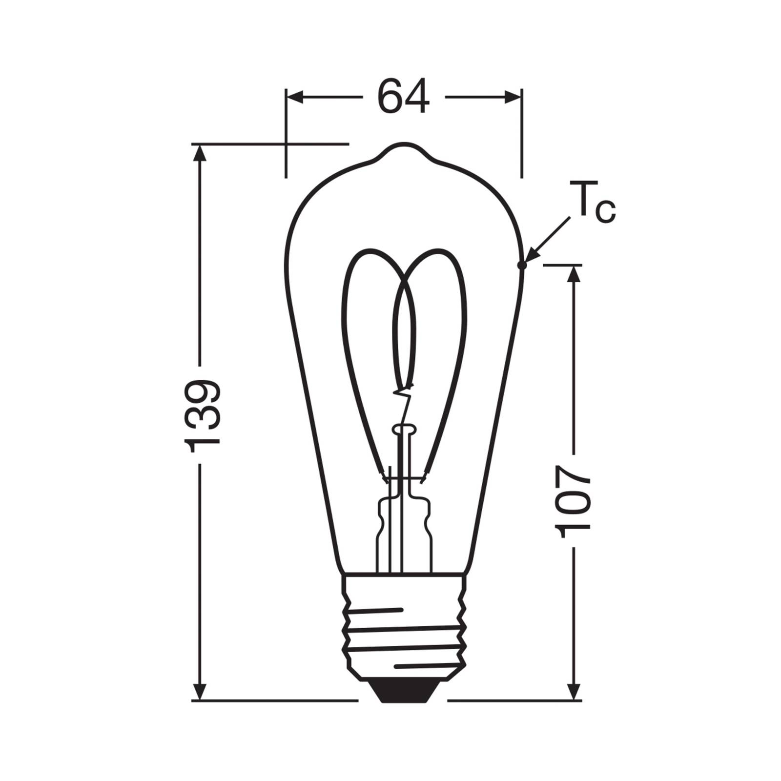 OSRAM LED Vintage ST64 E27 8W 922 Heart Filament gull dimbar