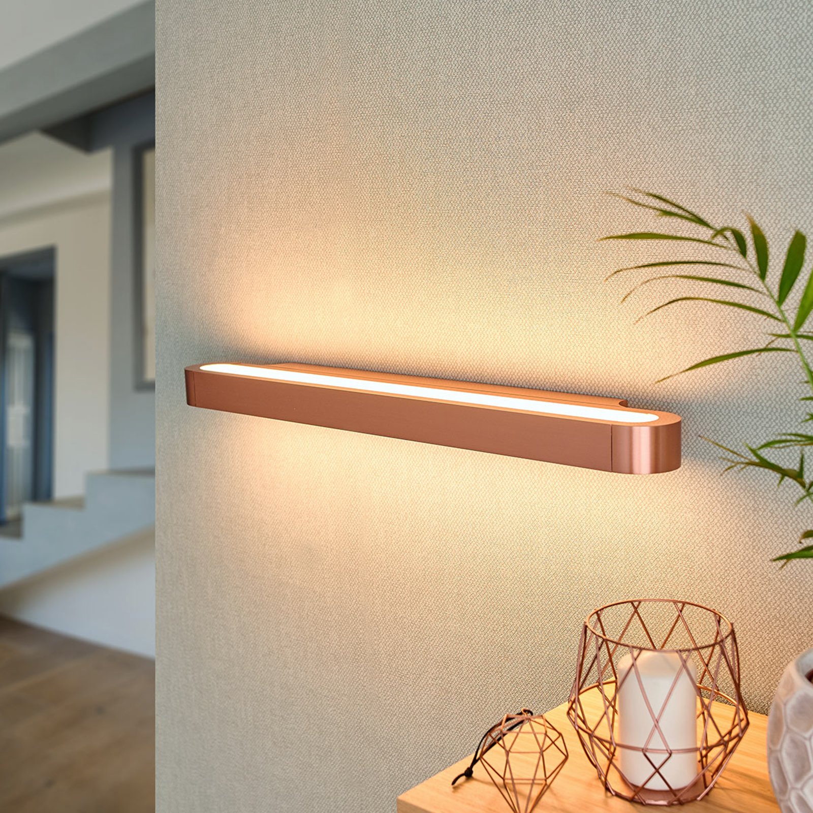Artemide Talo 60 LED wall light copper 3,000 K, for Hallway, aluminium, plastic, 25 W, energy efficiency: A+, W: 61.5 cm, H: 4 cm