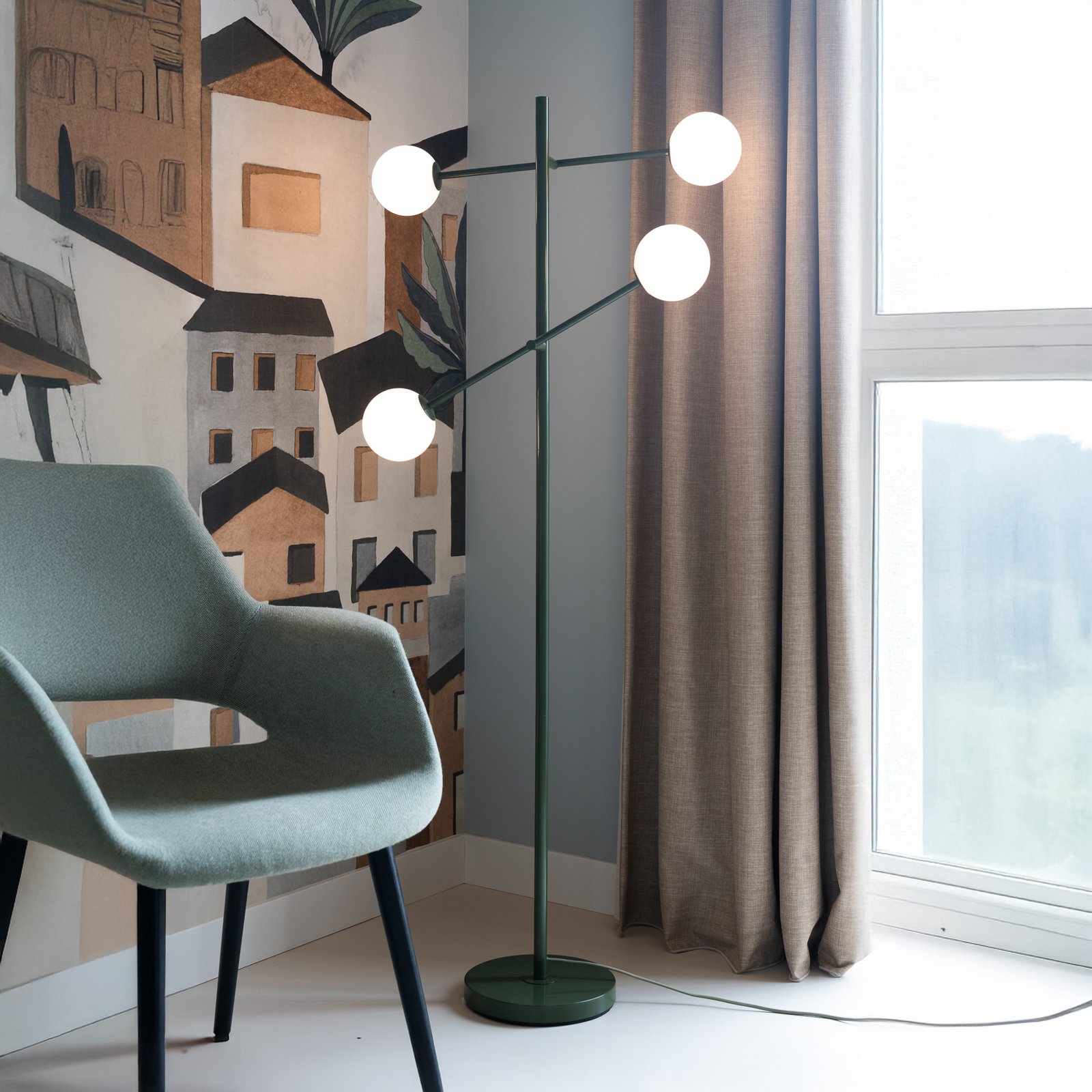 IT'S ABOUT ROMI Stehlampe Copenhagen, grün, Glas, drehbar