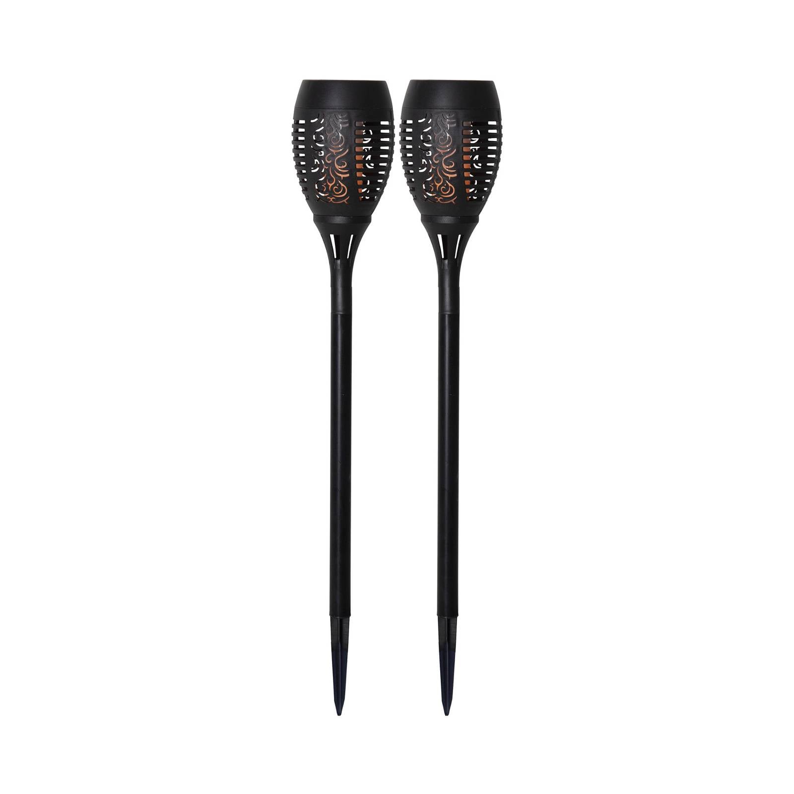 LED-Solar-Erdspießleuchte Flame, 2er-Set
