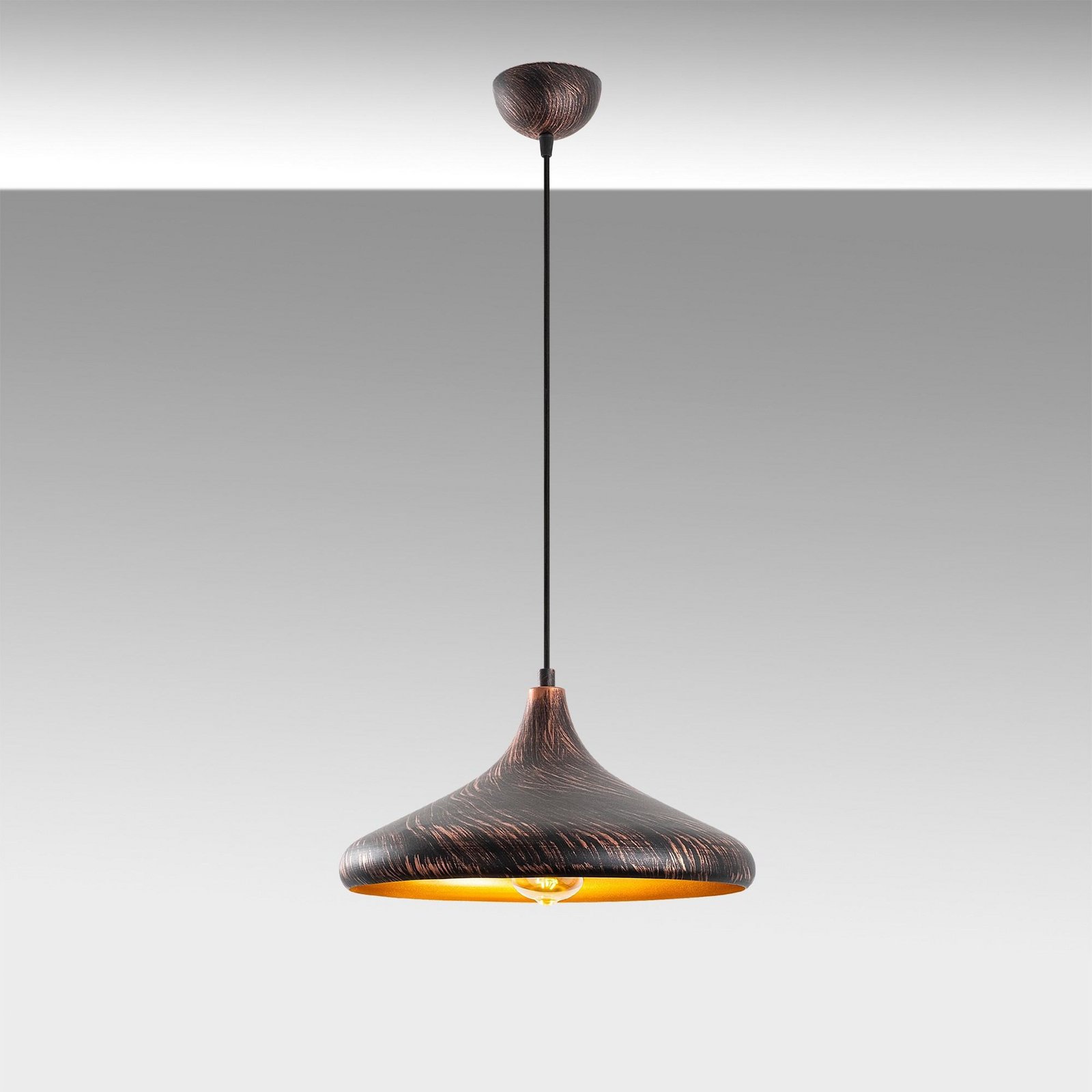 Hängeleuchte Barek, schwarz/gold, Ø 34 cm, Metall, E27