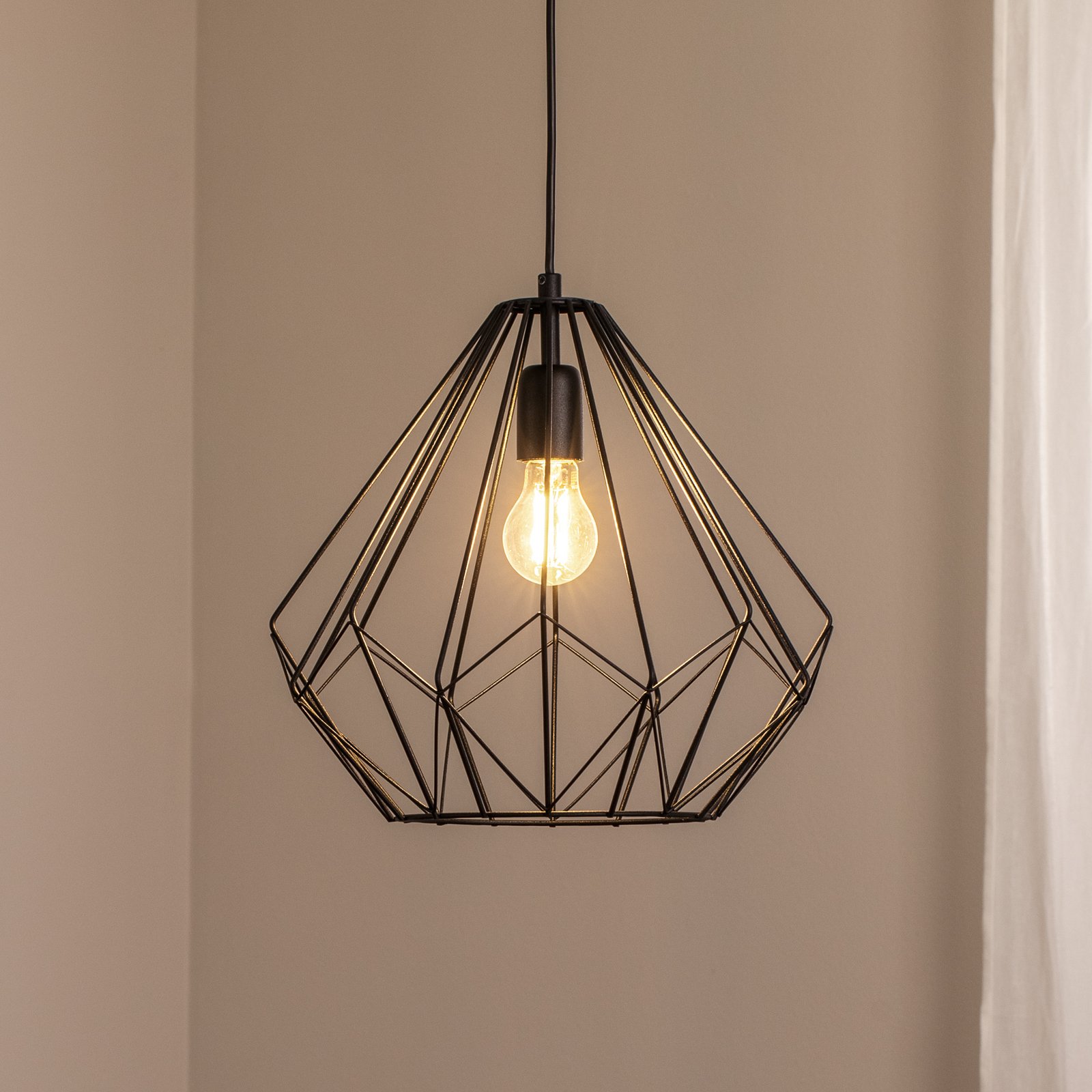 Suspension Diamond, noir, métal, Ø 37 cm, E27