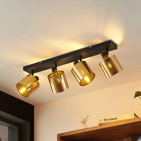 Lindby Joudy plafón, 4 luces, bronce claro