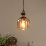 Ilona pendant light, glass, Ø 18 cm, black/amber, 1-bulb