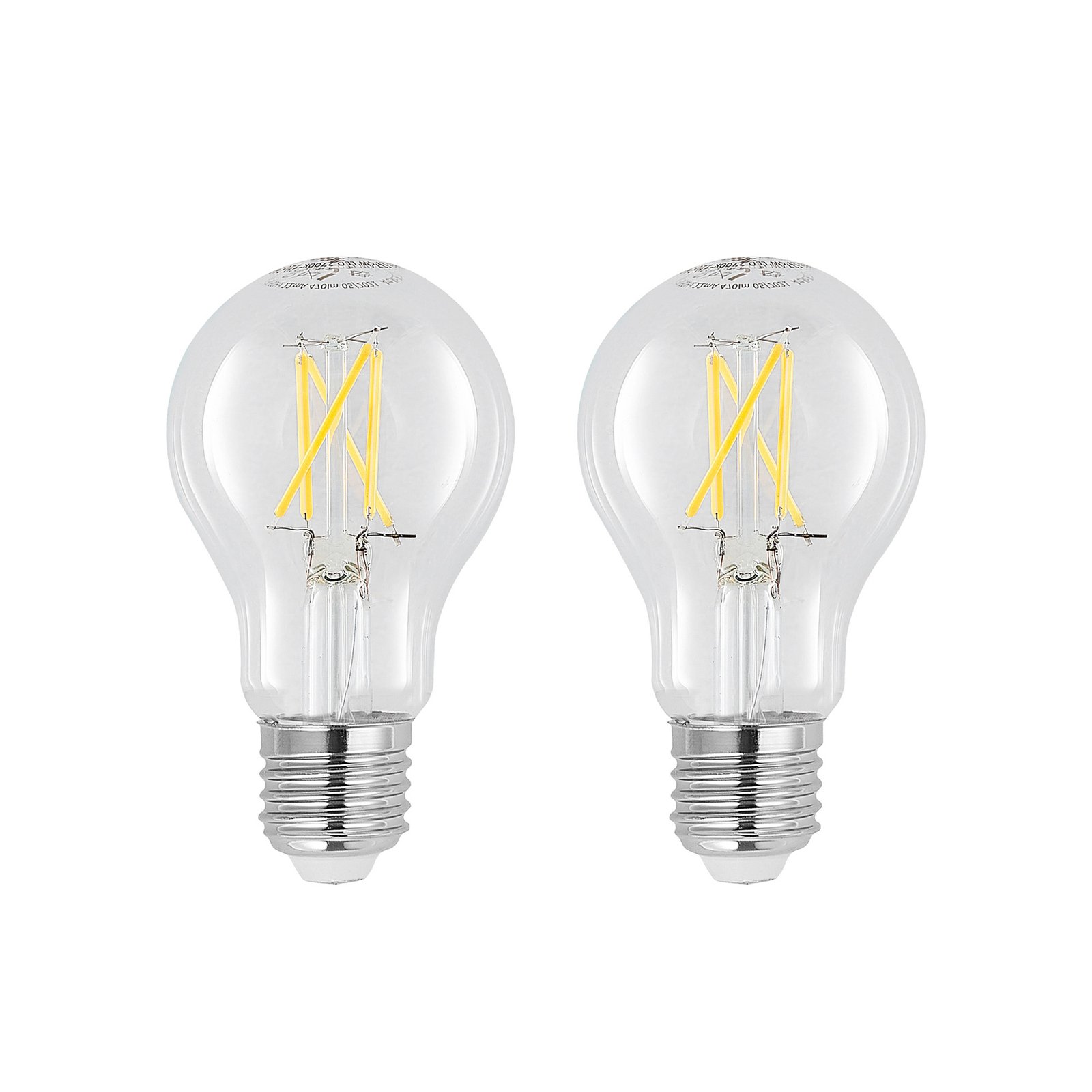 LED bulb E27 6W 2,700K filament, dimmable clear 2x