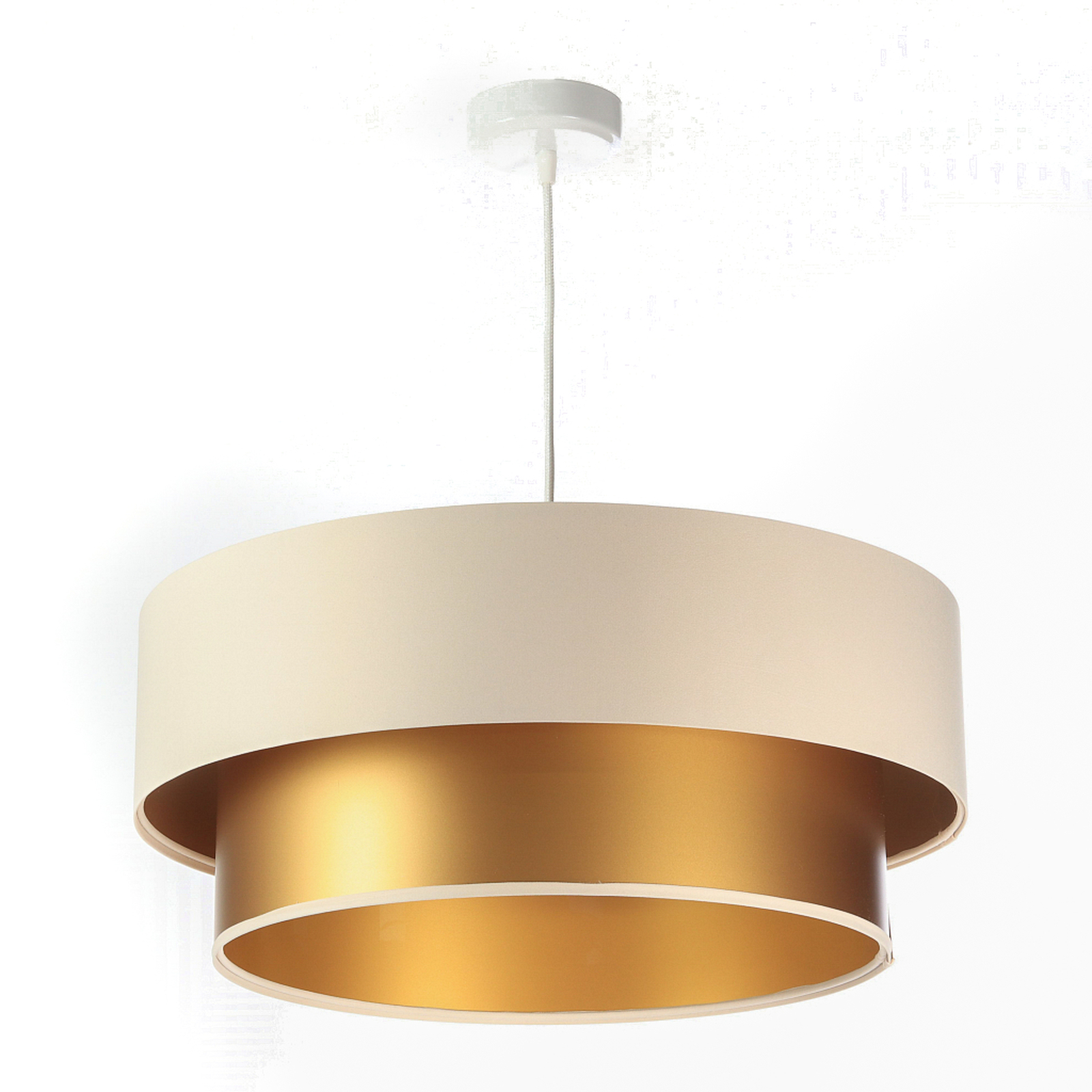 Závesná lampa Dorina, krémová/zlatá Ø 40 cm