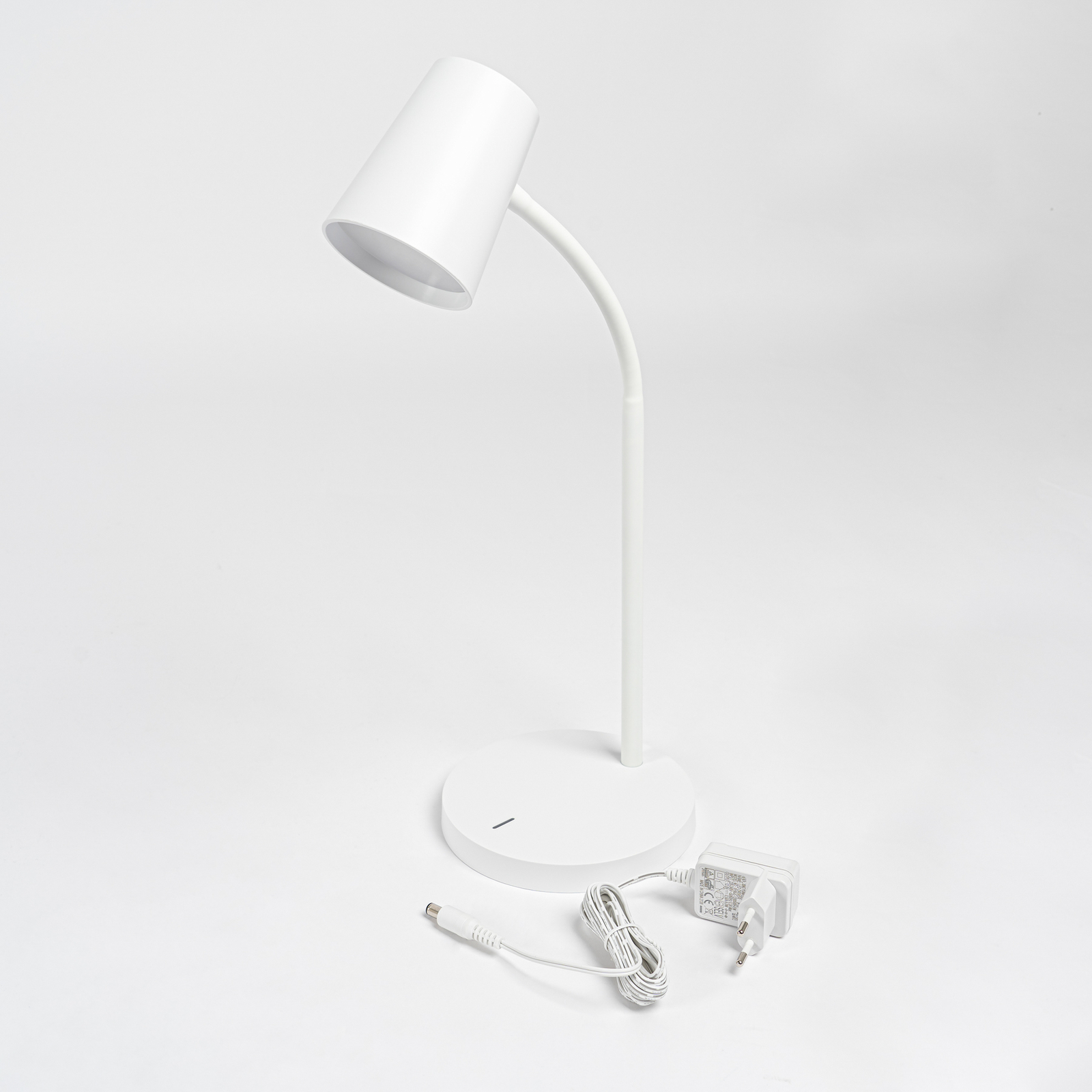 Lindby Ailina LED-Tischlampe, runder Fuß, weiß