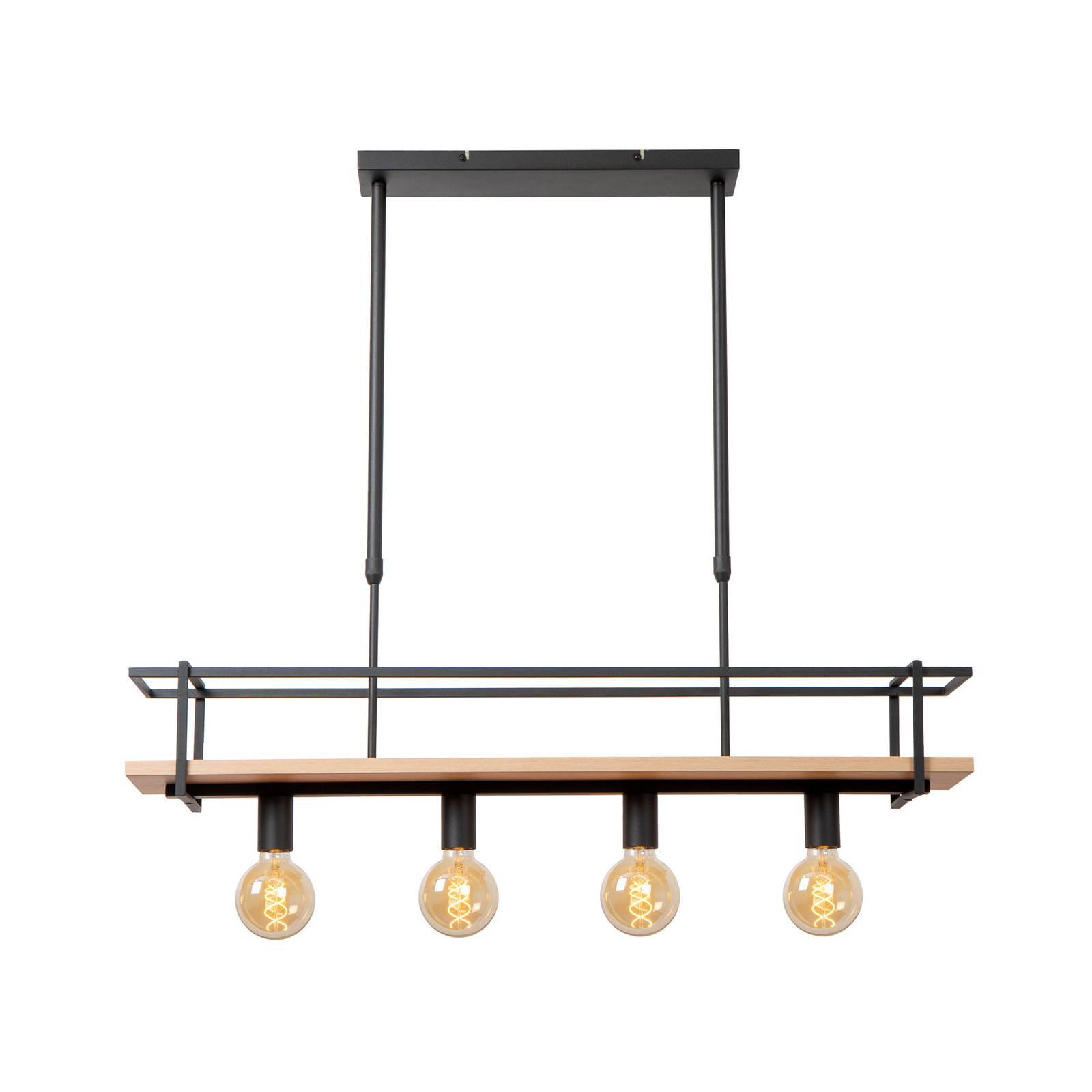 Hängelampe Milonga, schwarz, Länge 100 cm, Metall/Holz