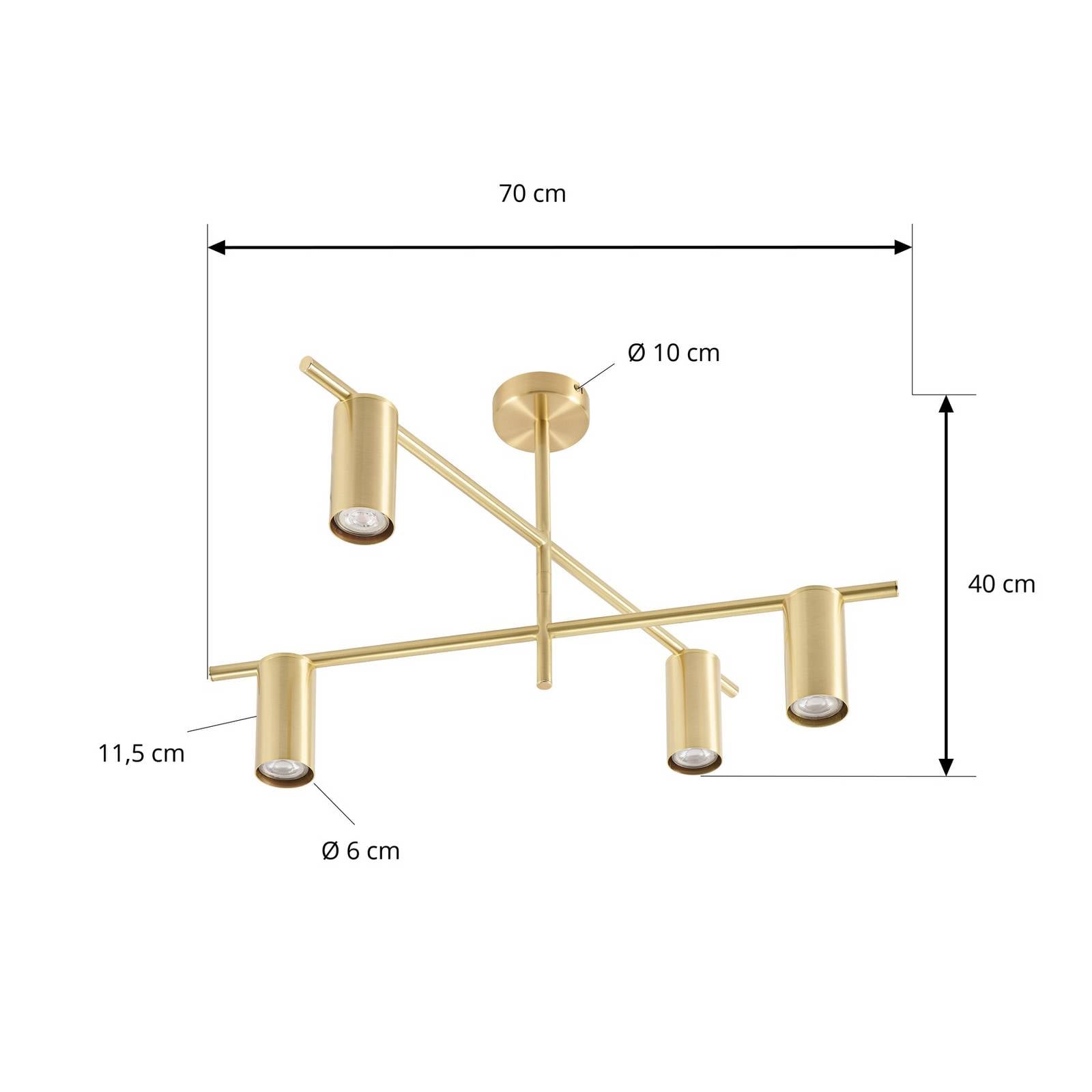 Lampa sufitowa Lindby Marilou, mosiężna, 4-punktowa, Ø 70 cm