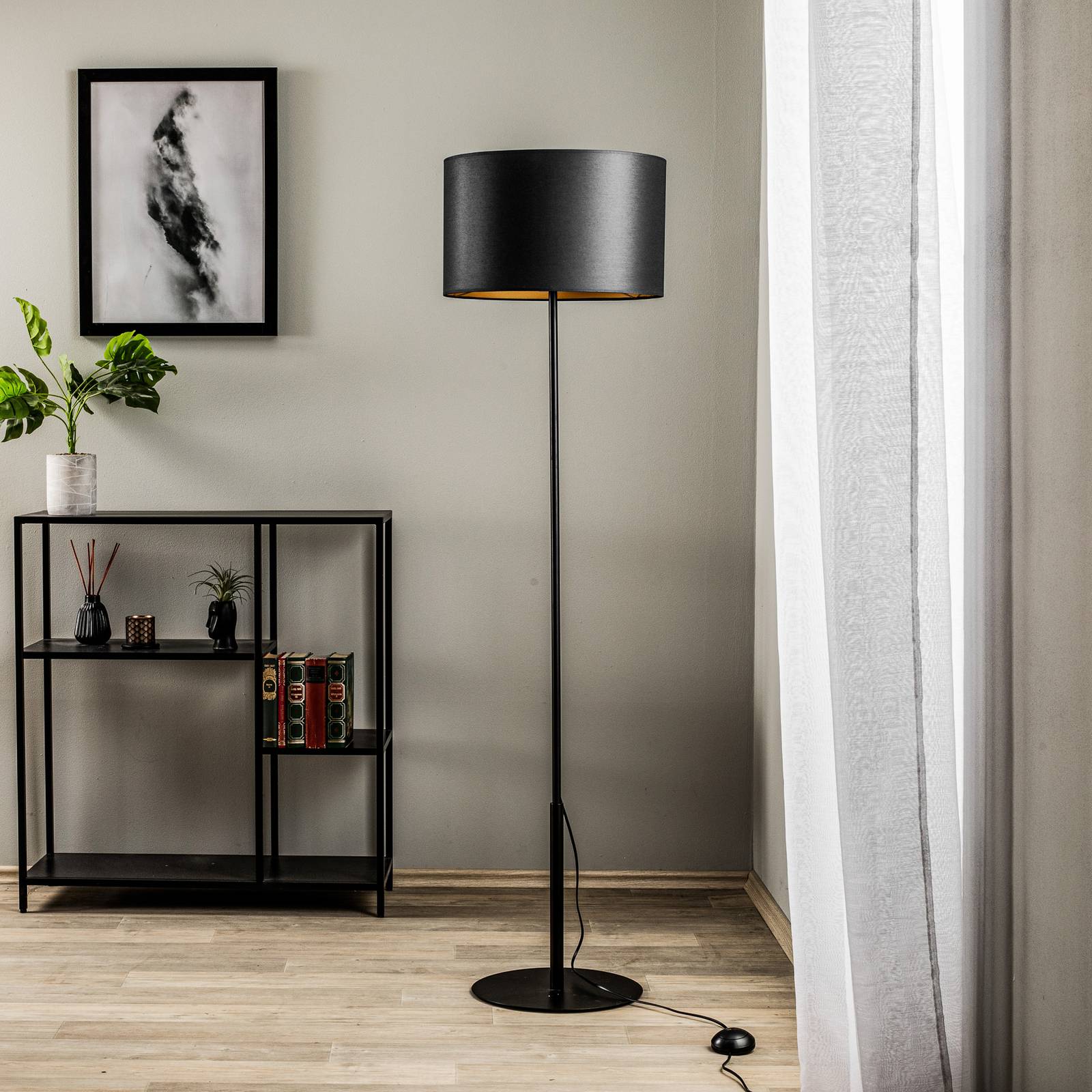 Lampa stojąca Soho cylinder prosta niebieska/złota