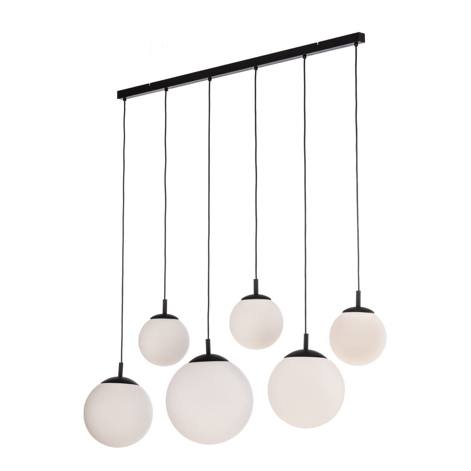 Hanglamp Esme, opaalglas, 6-lamps, lineair