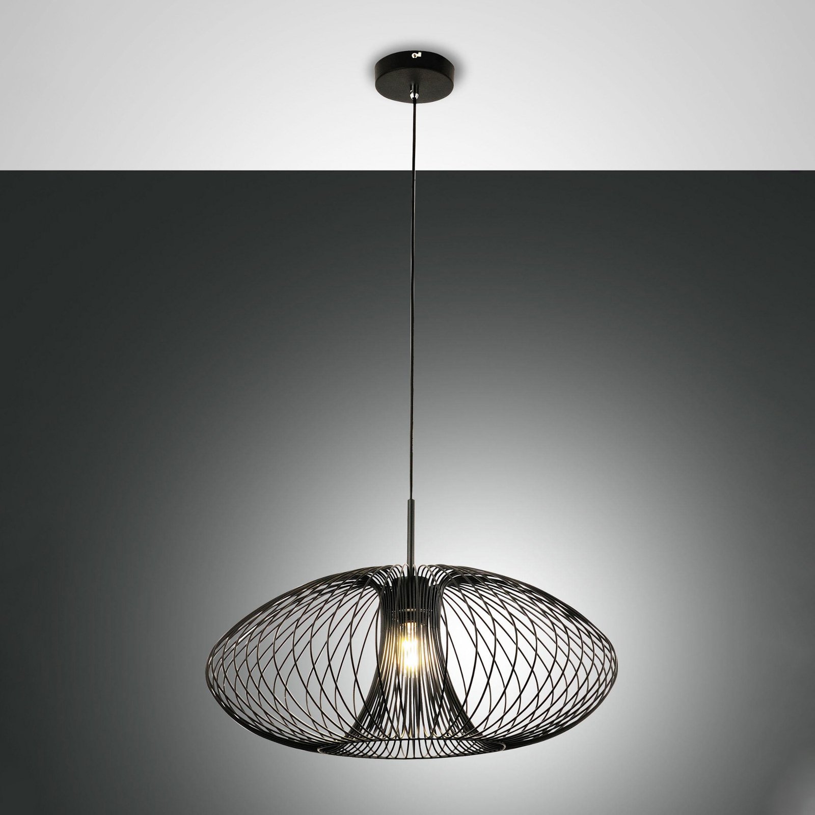 Lámpara colgante Fassa, negra, Ø 60 cm, metal
