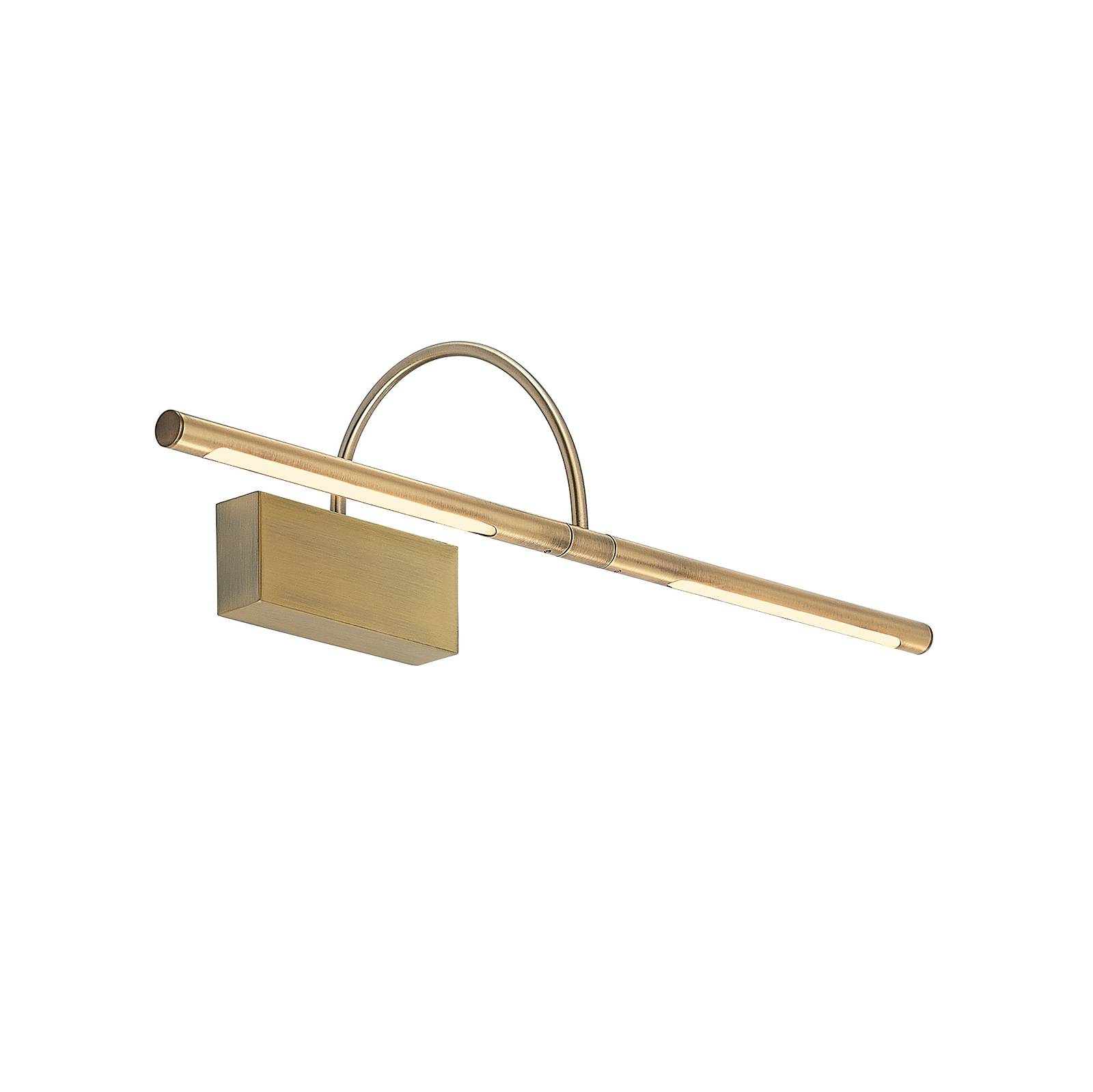 Lucande Fehmke LED picture light, antique brass, for Living / Dining Room, iron, aluminium, 6 W, energy efficiency: A++, W: 51.6 cm, H: 13 cm