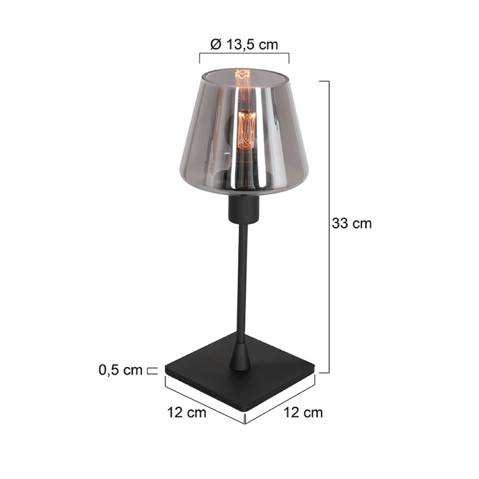 Steinhauer Lampe de table Ancilla, noir/fumé, 33 cm, métal, verre, E14