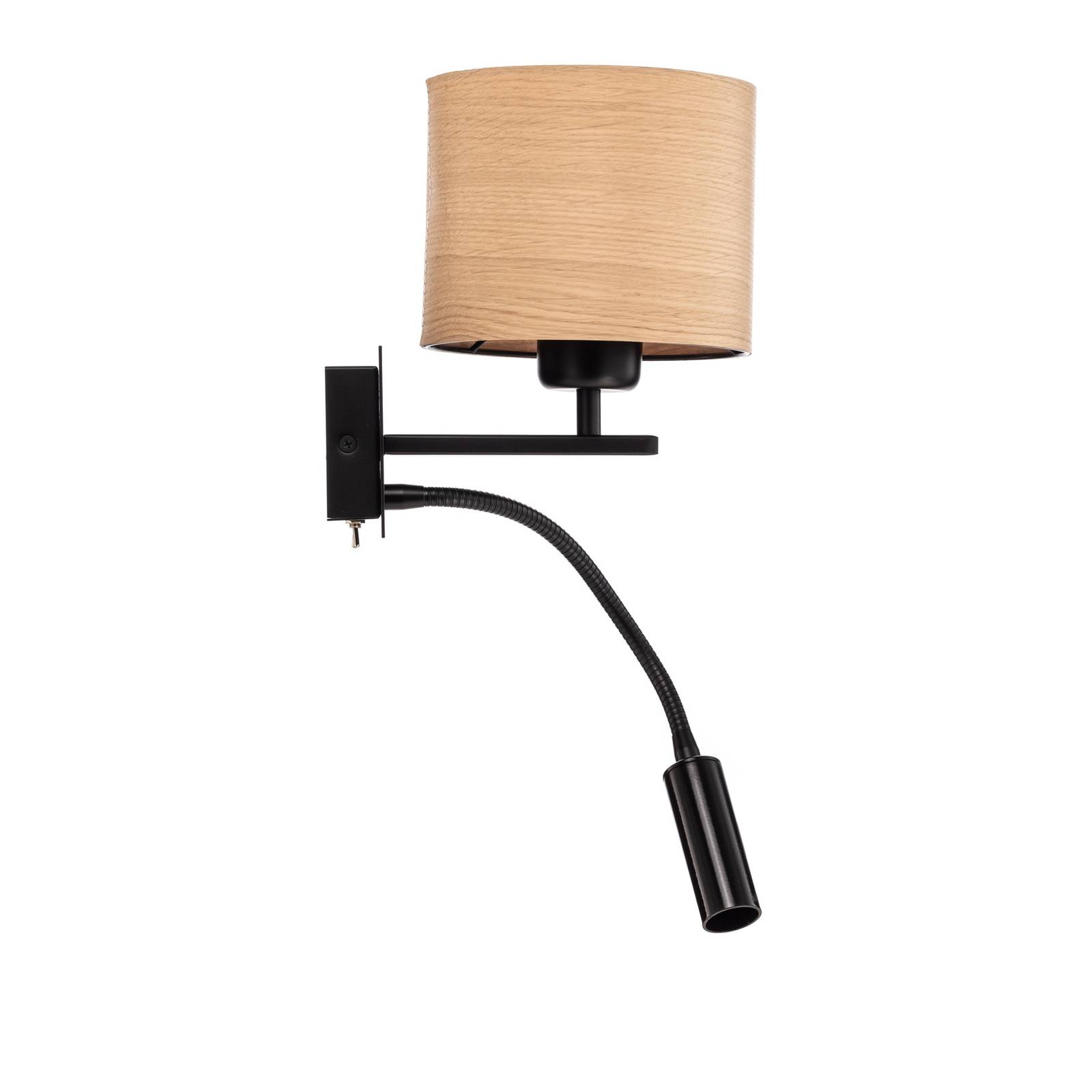 Argon Vegglampe Harry rund svart / lyst tre