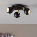 Black Coco ceiling light with round spots