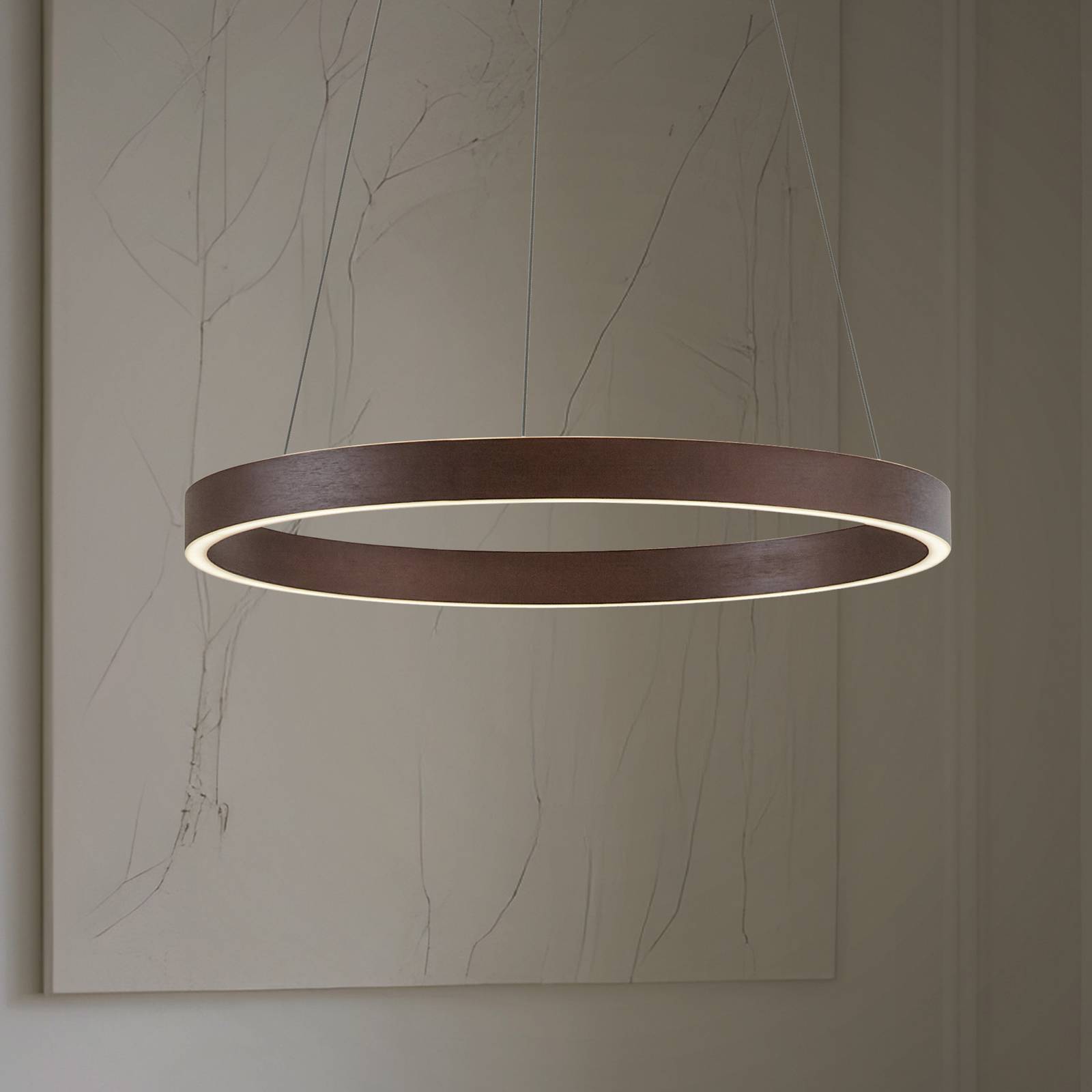 Lucande LED-Hängeleuchte Yonam, Ø 60 cm, 1-flg., braun, CCT günstig online kaufen