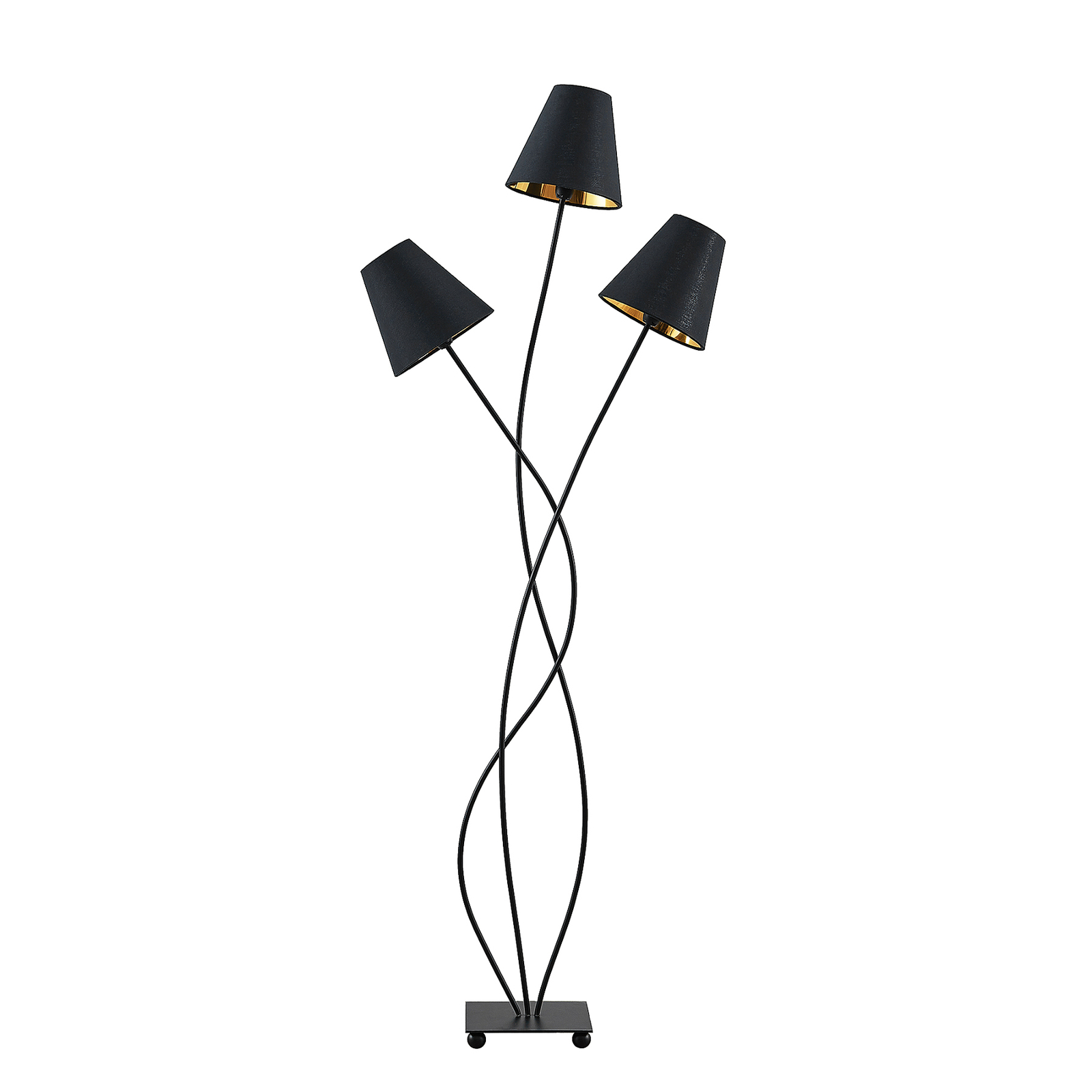 Lindby Komalie gulvlampe, 3 lyskilder, sort