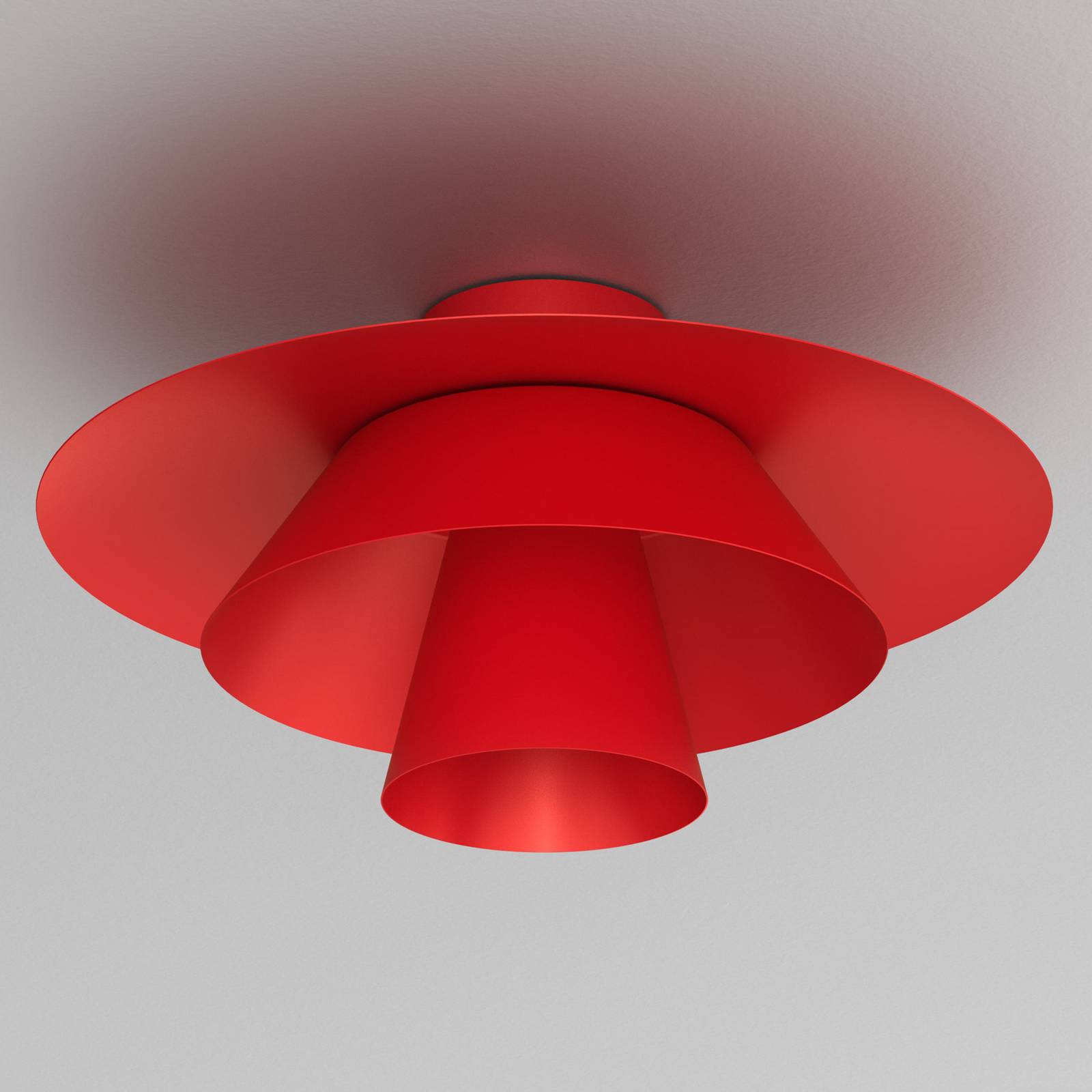 Lampa sufitowa Plato, czerwona, metal, Ø 38 cm, E27