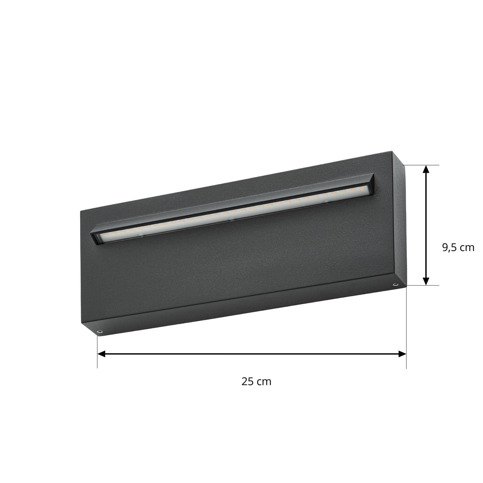 Joril vanjska zidna LED svjetiljka, crna, 25 cm, aluminij, IP65 - Lucande