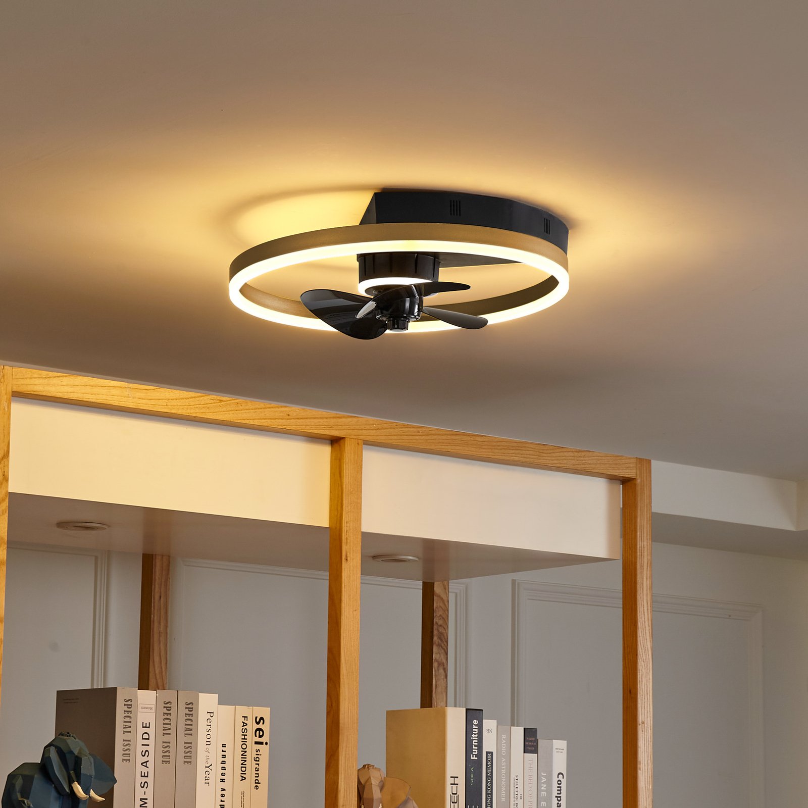 Lindby Varyk ventilatore LED a soffitto, CCT, nero