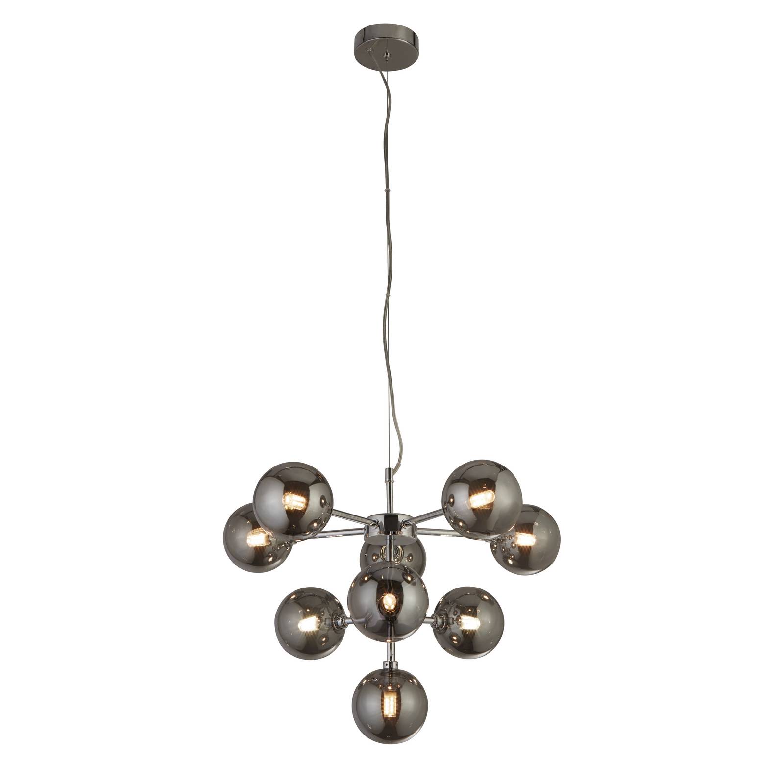 Pendelleuchte Zarath, rauchgrau, Glas, 9-flammig, Ø 49 cm günstig online kaufen