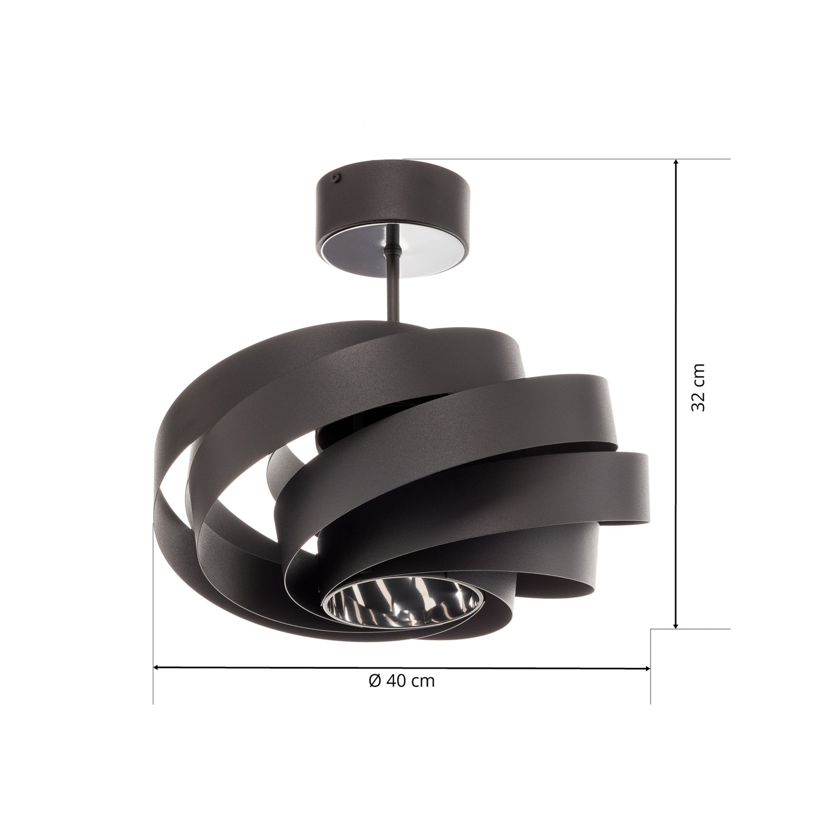 Vento taklampe, svart, Ø 40 cm, metall, E27