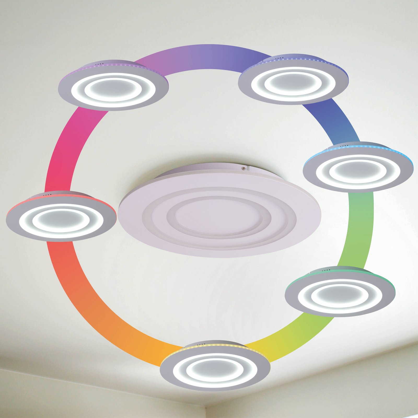 LED ceiling light Mirel, white, metal Ø 50 cm RGB CCT remote control