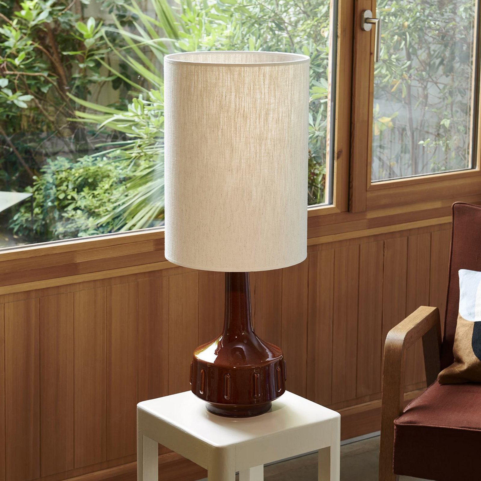 MARKET SET Lampă de masă Jimmy, maro/bej, înălțime 83 cm