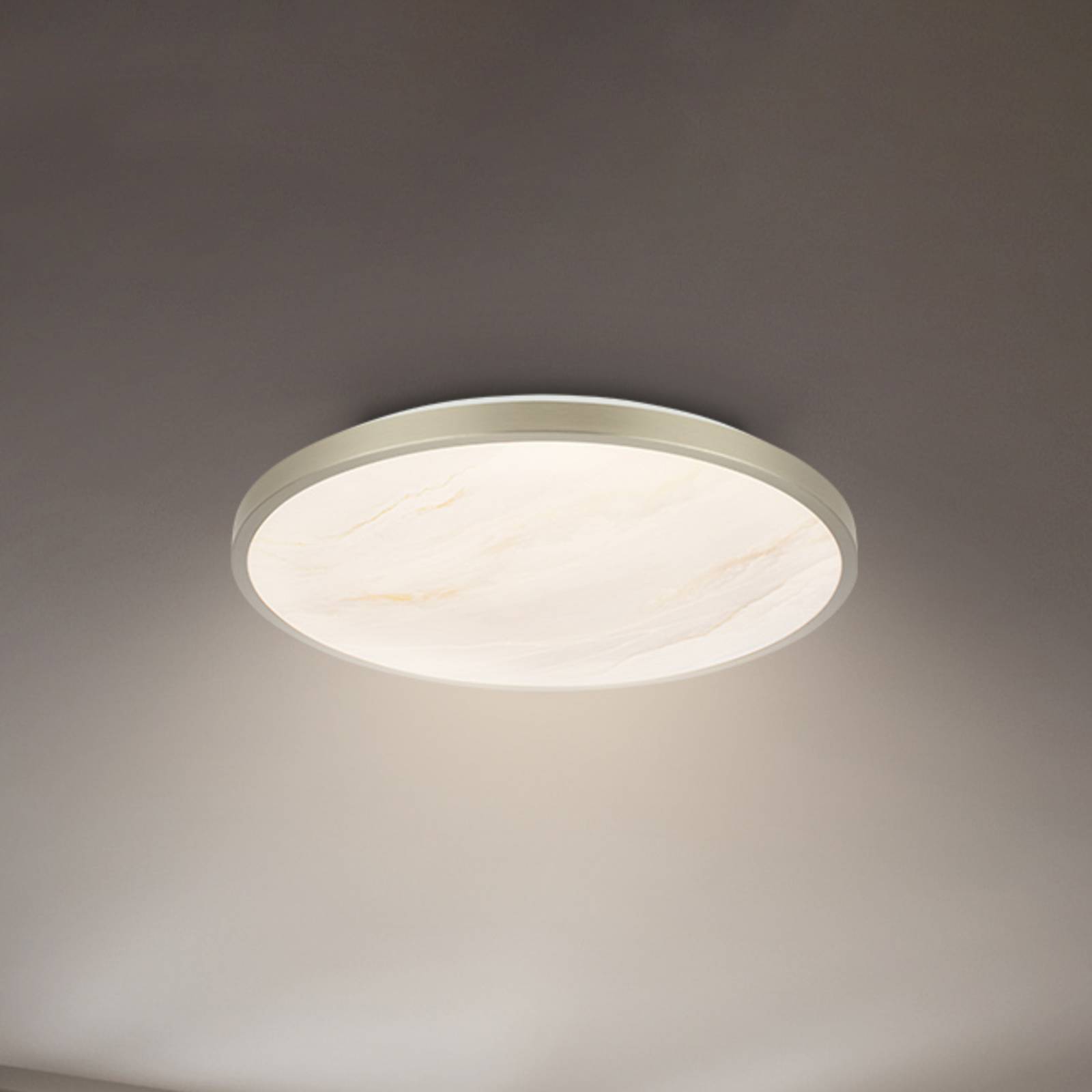 LED-taklampe Competo, 3 000 K, Ø 33 cm, matt nikkel