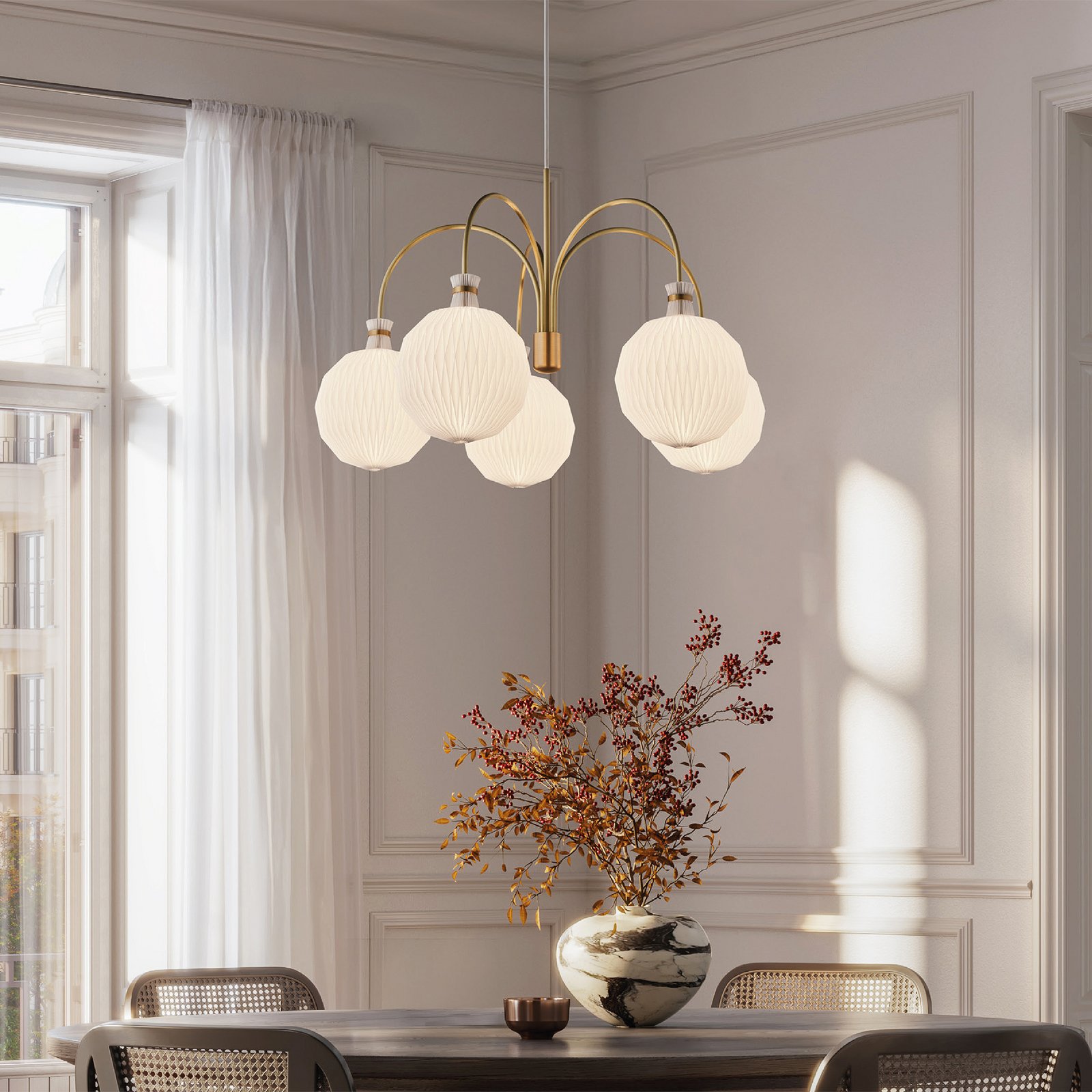 LE KLINT Kronleuchter Kaare Klint Legacy 101, weiß, 5-flg. LE KLINT Kronleuchter Kaare Klint Legacy 101, weiß, 5-flg.