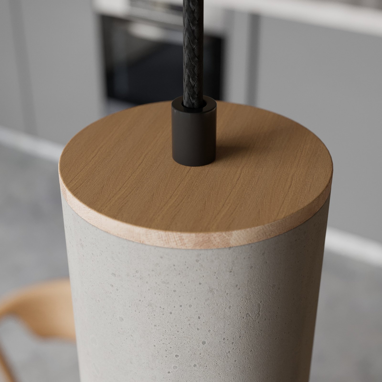 Jasper 4 Hanglamp Wood/Black/Grey - Envostar